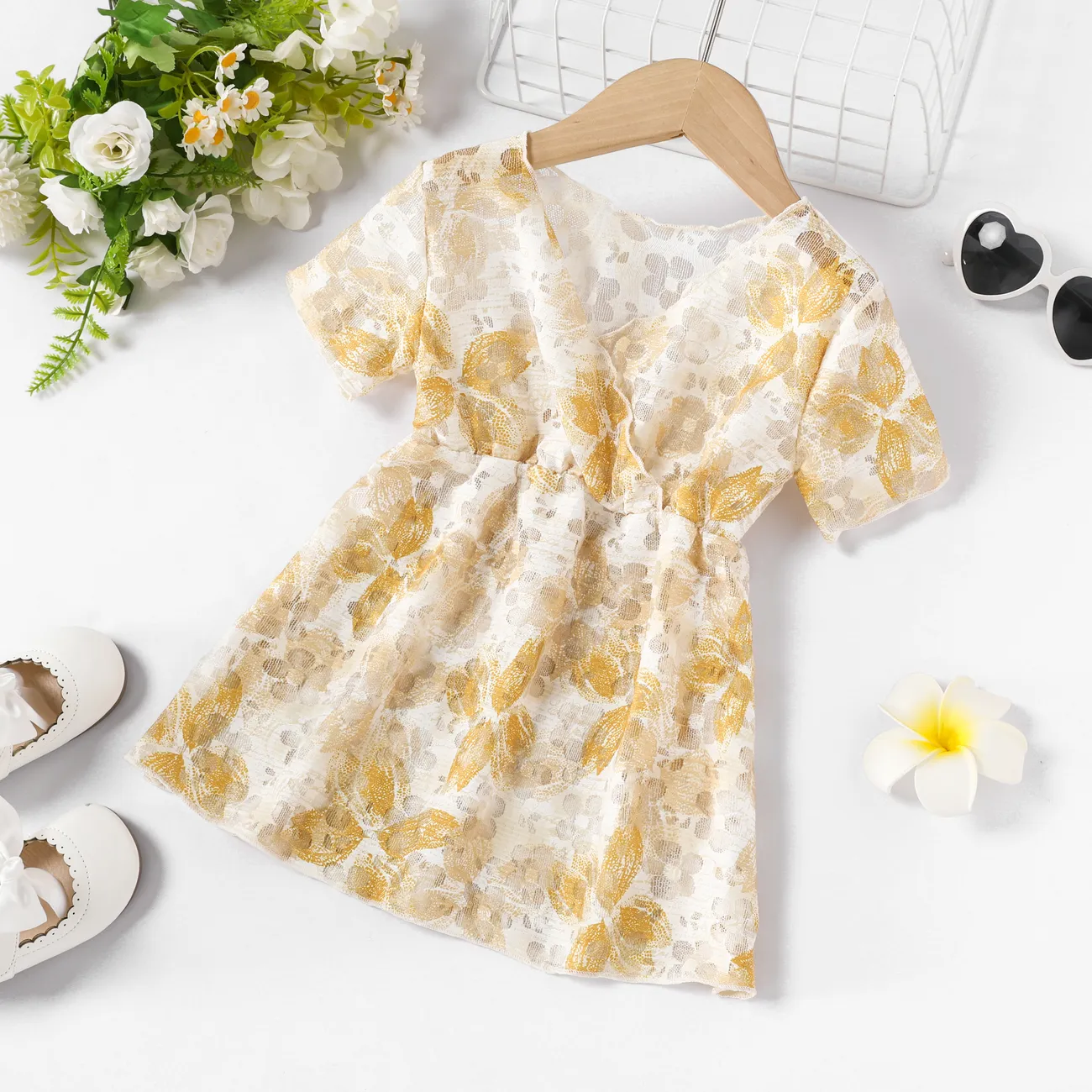 Sweet Girl 2-teiliges Spa-Handtuch-Set aus Pflanzen und Blumen aus Polyester gelb big image 1