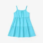 Toddler Girl Basic Solid Multilayers Cami Dress Blue