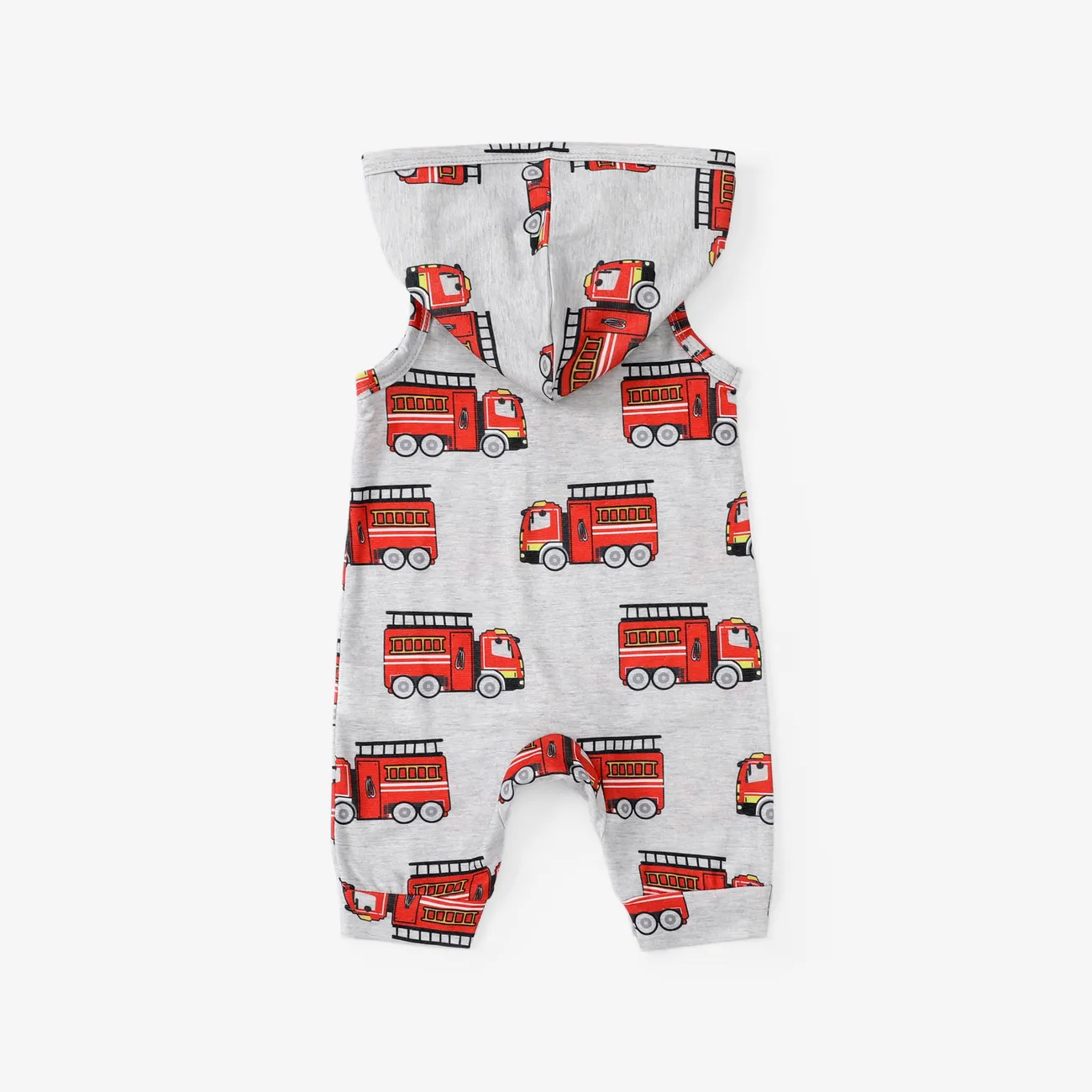 Set di pigiami con cappuccio a forma di veicolo per ragazzi, 1 pezzo, stile infantile grigio screziato big image 1
