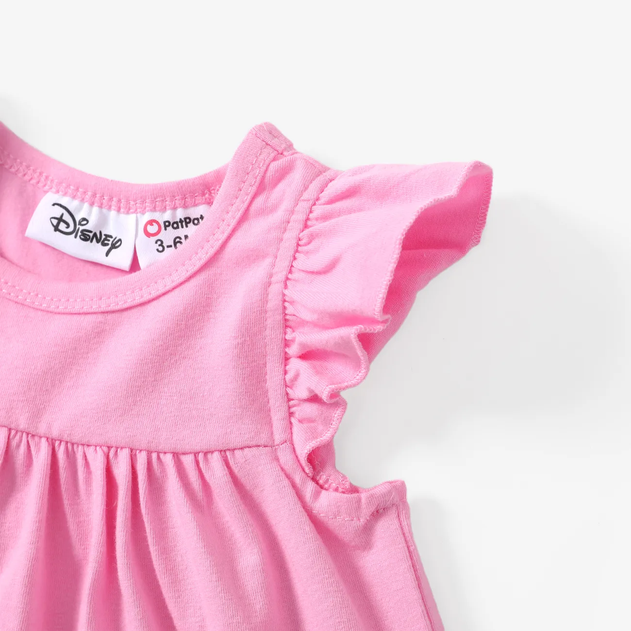 迪士尼米奇和朋友們嬰兒/幼兒女孩 2 件裝棉質角色印花荷葉邊袖上衣搭配格紋短褲套裝 粉色 big image 1