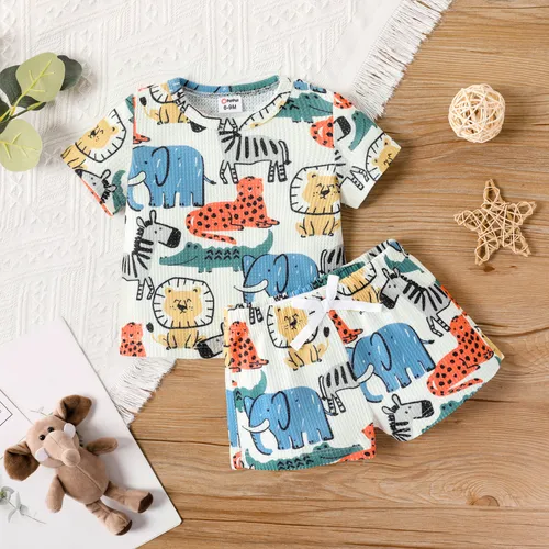 Baby Boy 2-teiliges T-Shirt- und Shorts-Set mit Tierdruck