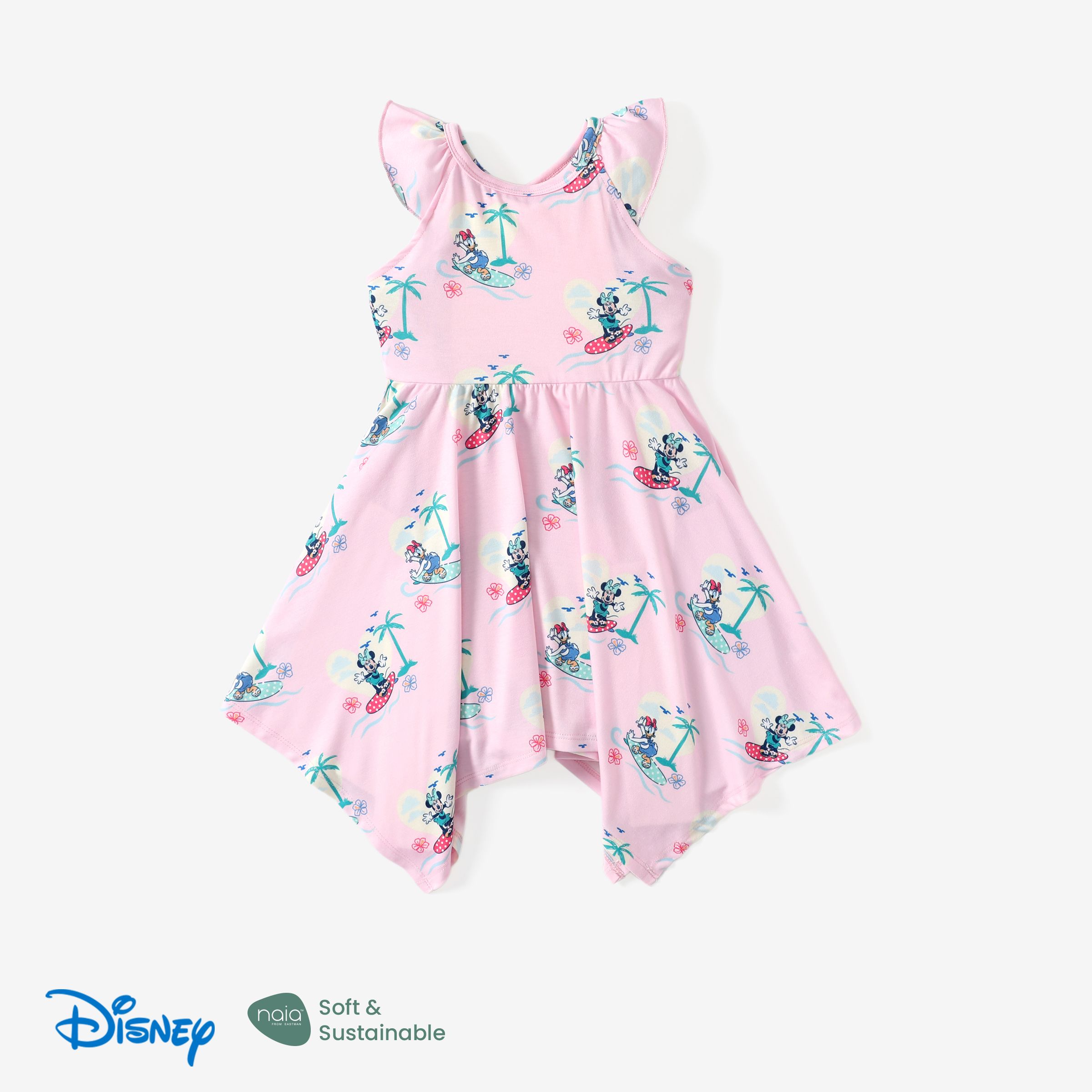 

Disney Mickey and Friends Toddler Girls 1pc Naia™ Character All-over Print Ruffle Sleeve Dress