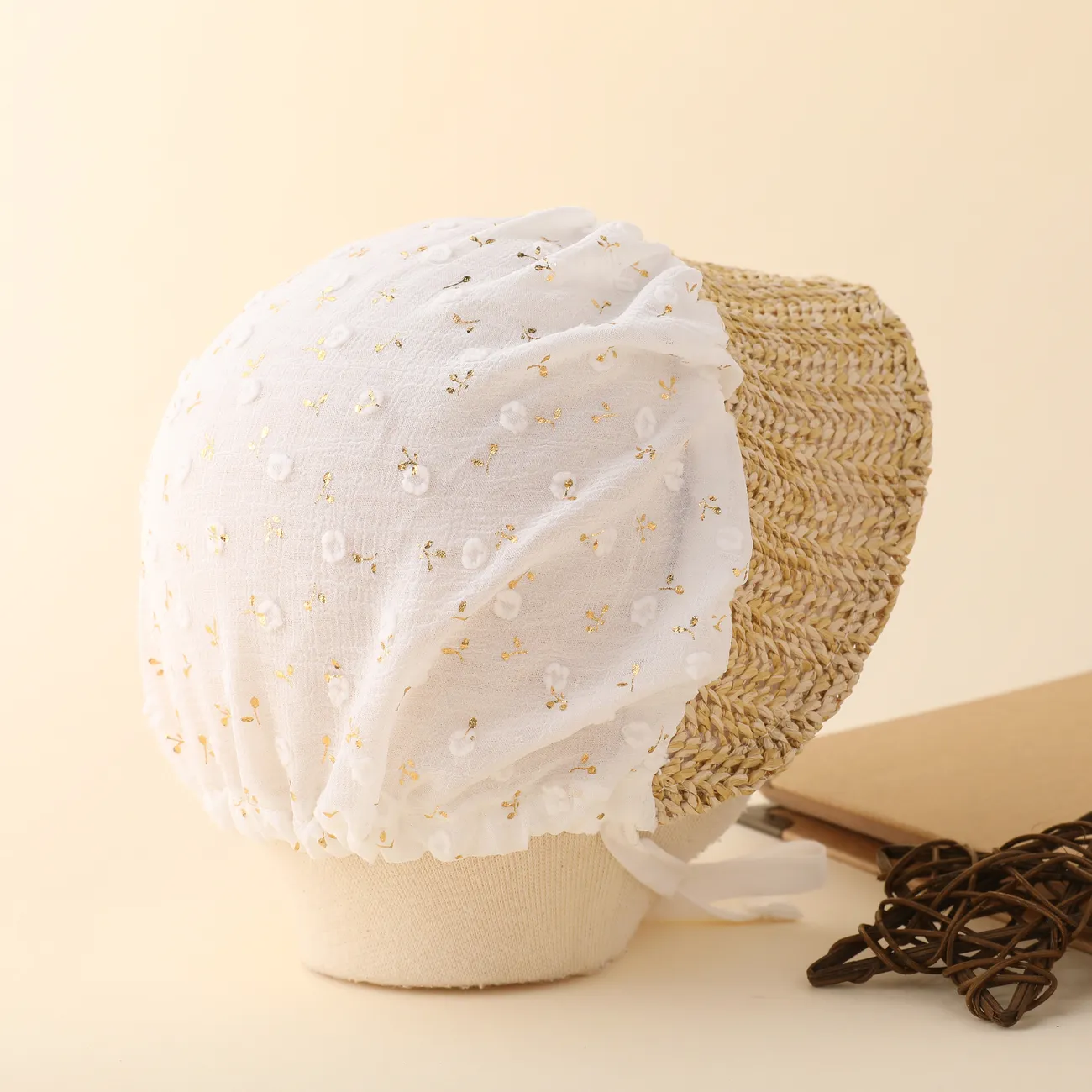 Sombrero para el sol de estilo real delgado de verano elegante para bebés Blanco big image 1