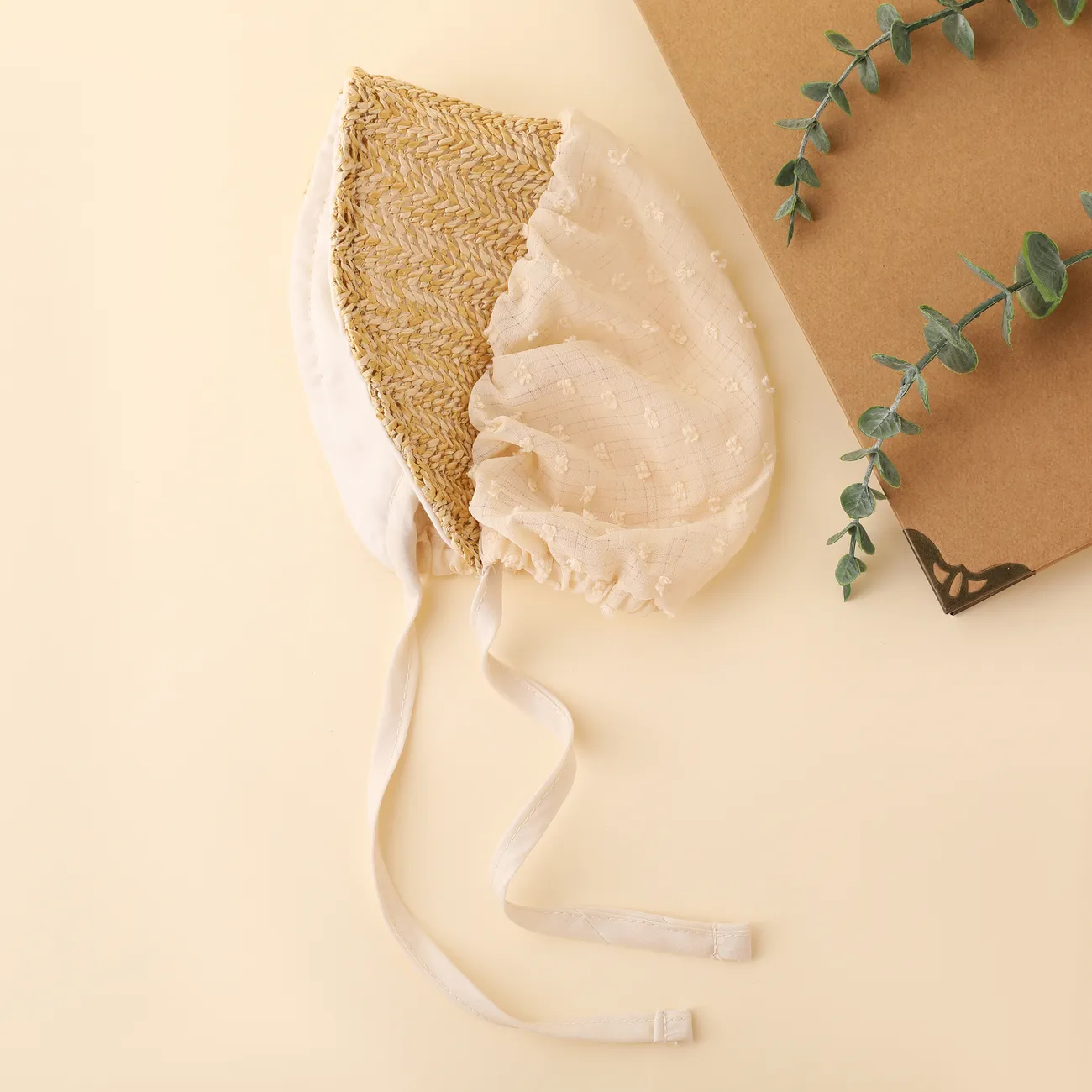 Sombrero para el sol de estilo real delgado de verano elegante para bebés caqui claro big image 1