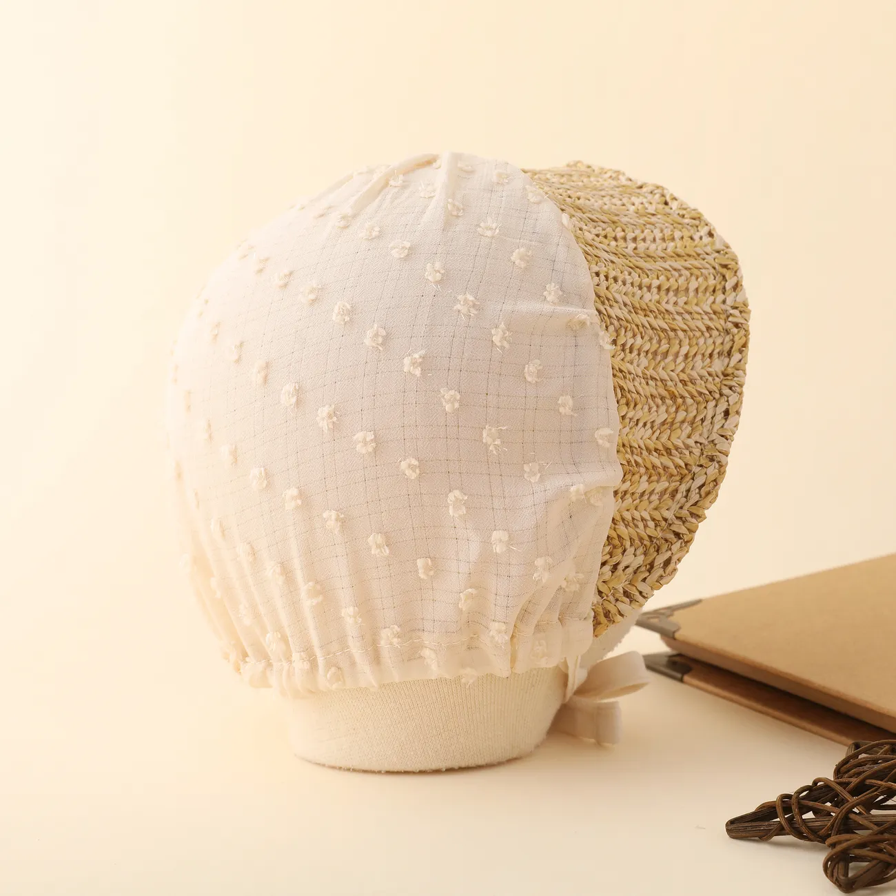 Sombrero para el sol de estilo real delgado de verano elegante para bebés caqui claro big image 1