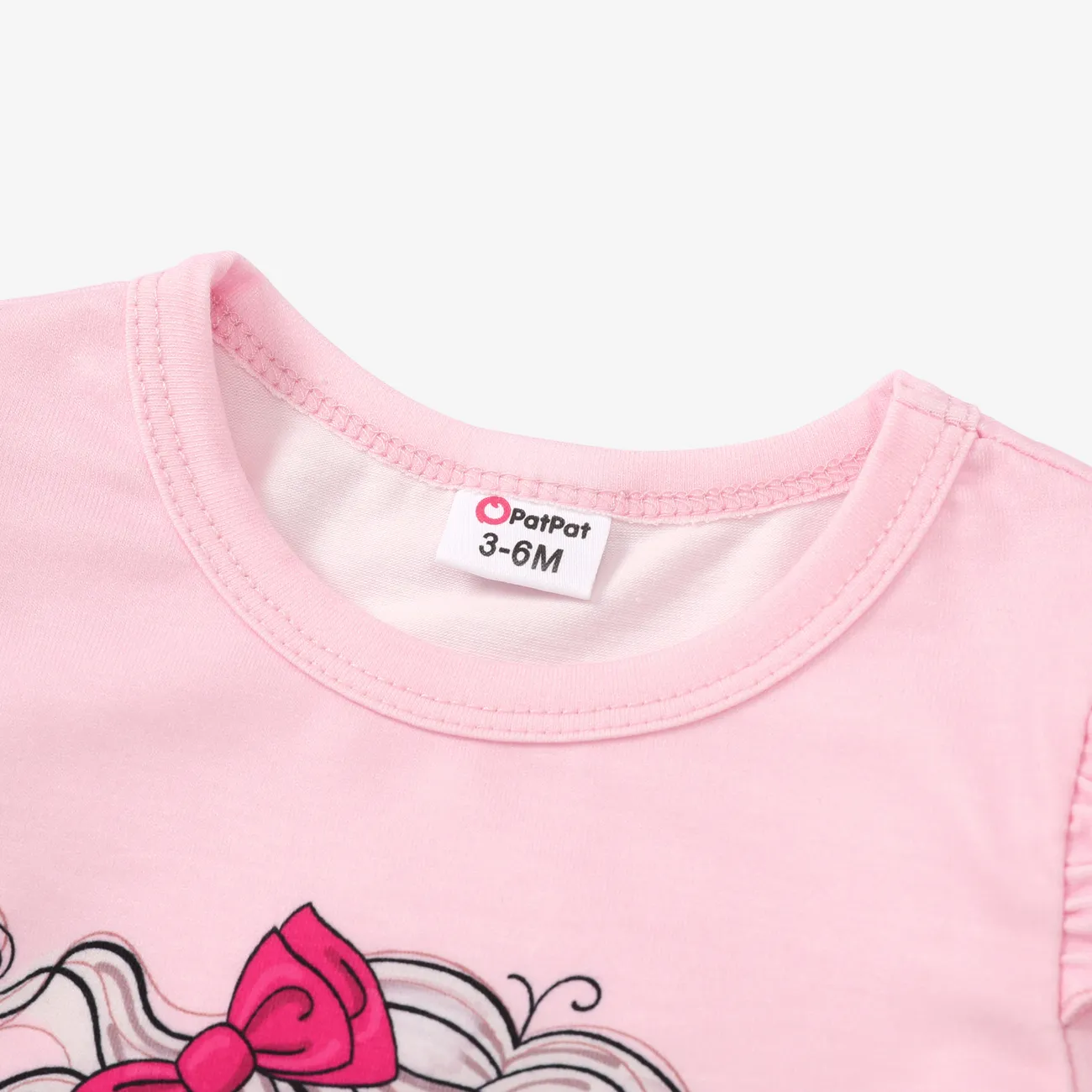 Baby Girl Character Print Flutter-sleeve Dress Pink big image 1