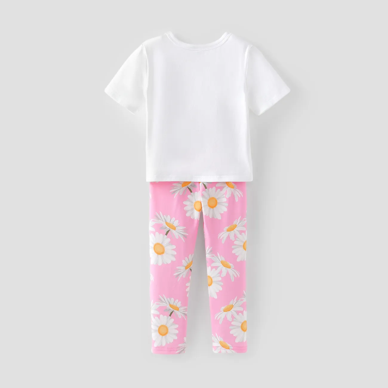 Kleinkind / Kind Mädchen 2-teiliges süßes T-Shirt und Leggings mit Blumendruck rosa big image 1