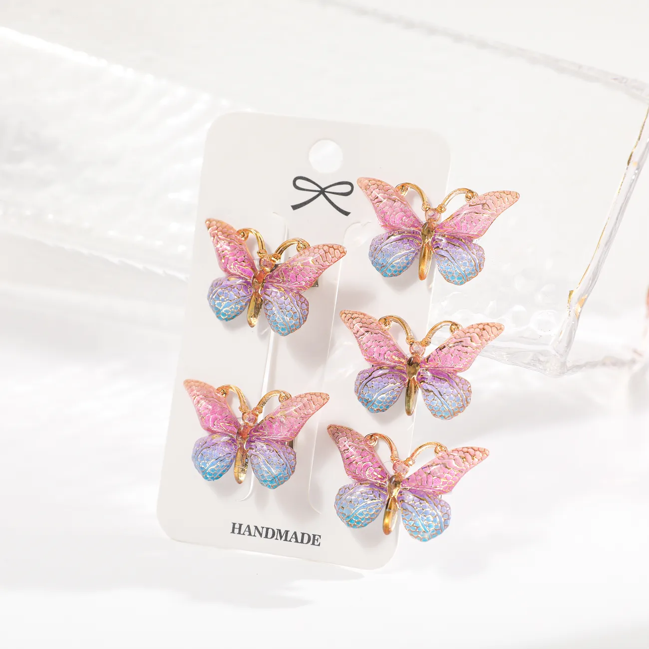 5-pack criança / crianças menina fresco e doce 3D clipes de cabelo borboleta Roxa big image 1
