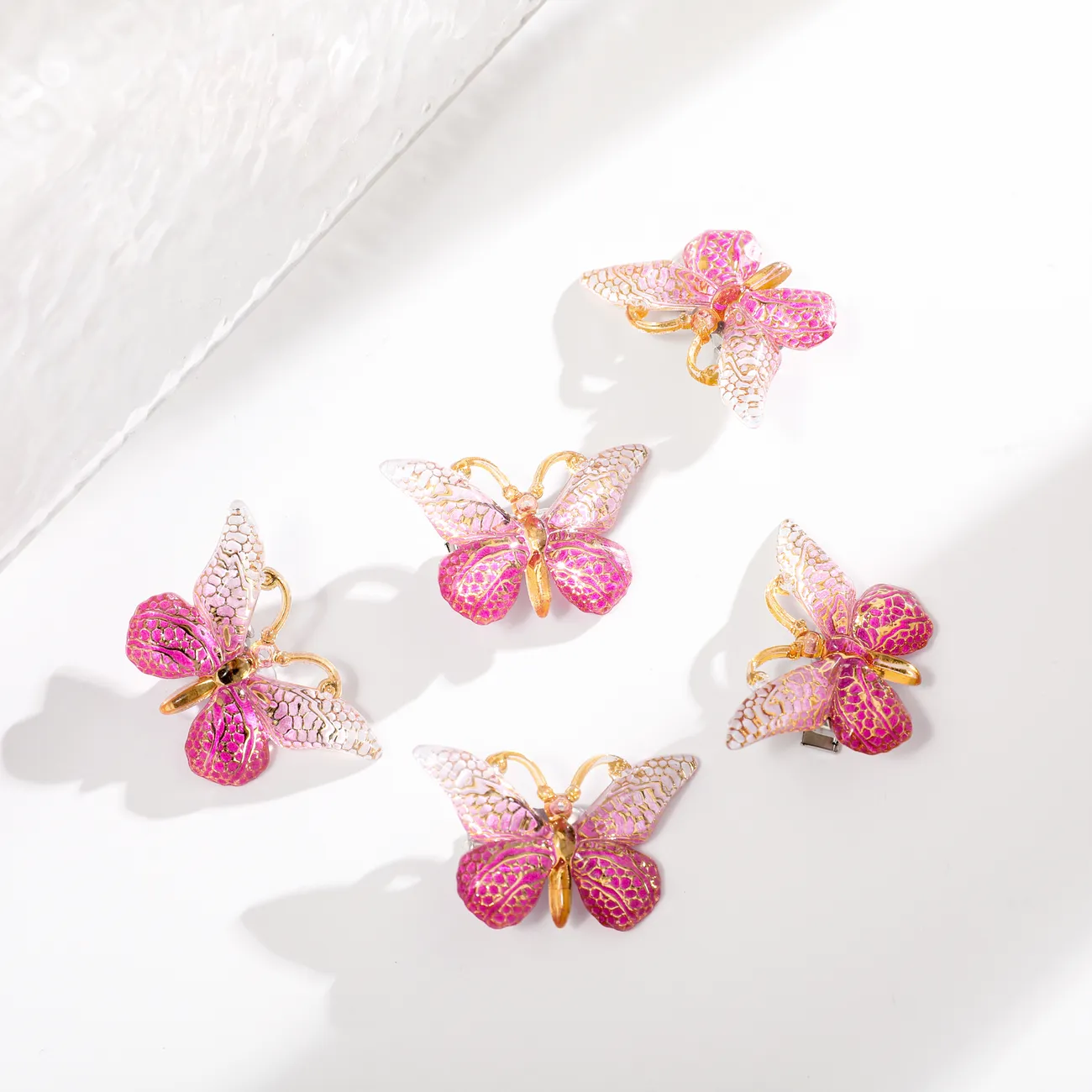 5-pack Toddler/kids Girl Fresh and Sweet 3D Butterfly Hair Clips Pink big image 1