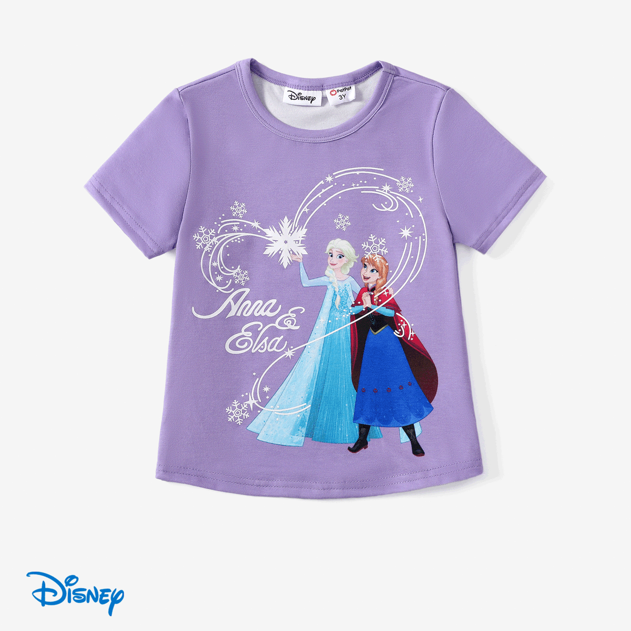 Disney Frozen Toddler Girls Anna/Elsa 1pc Glow in the Dark Magical Snowflake Print T-shirt Purple big image 1