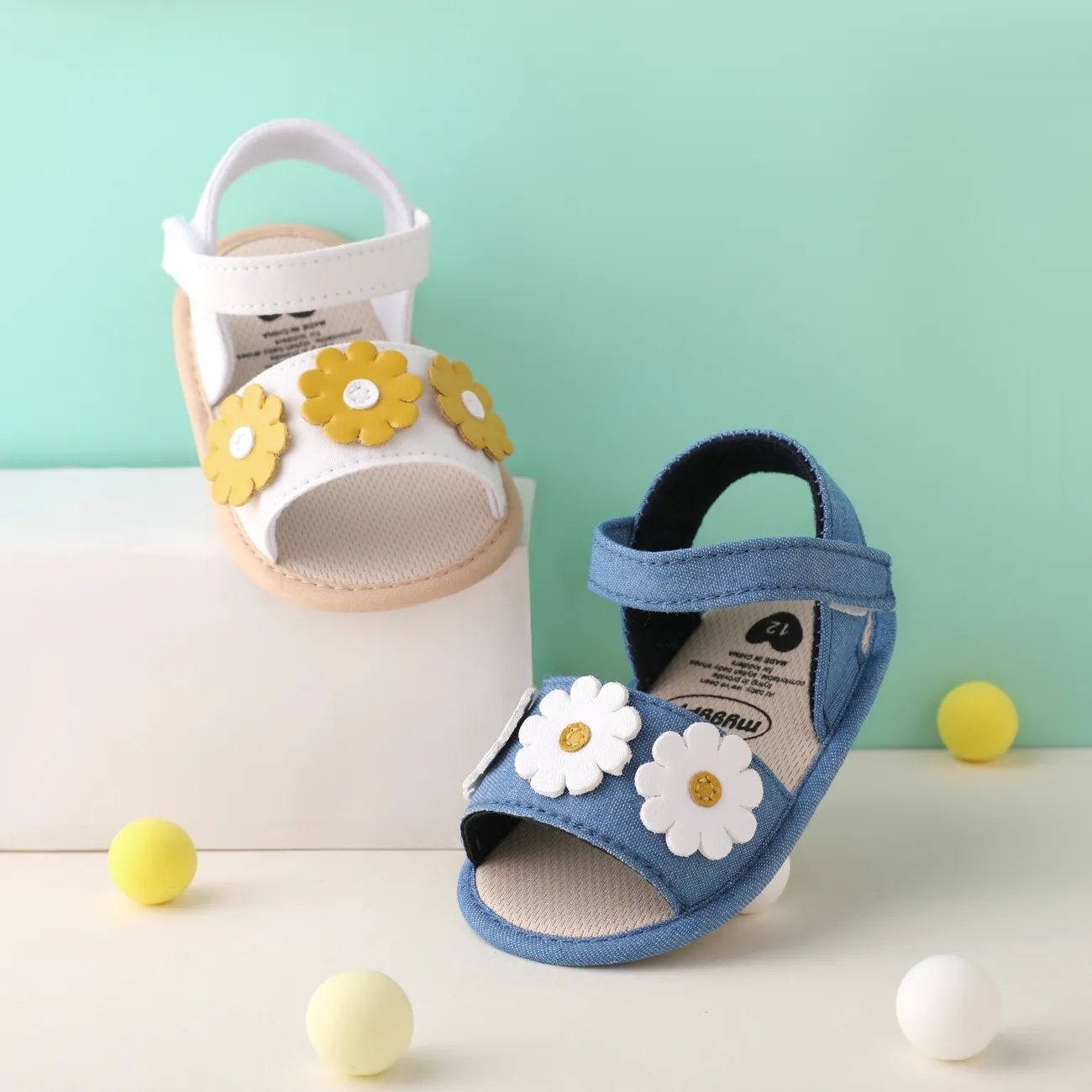 طفل / طفل صغير فتاة الحلو نمط فيلكور 3D زهرة ديكور القماش أحذية Prewalker ازرق big image 1