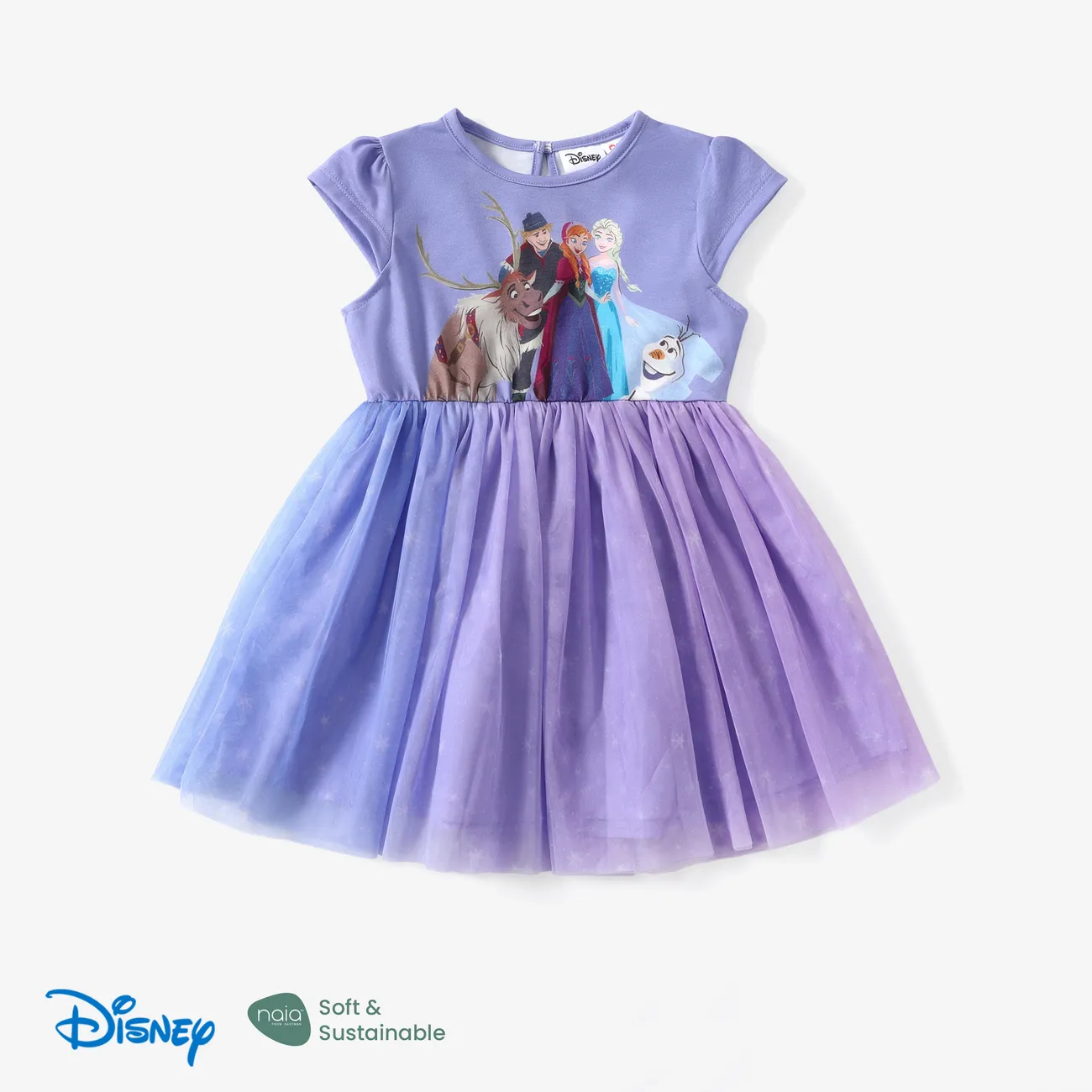 Disney Frozen Toddler Girls Elsa/Anna 1pc Naia™ Character Print Mesh Dress  Purple big image 1