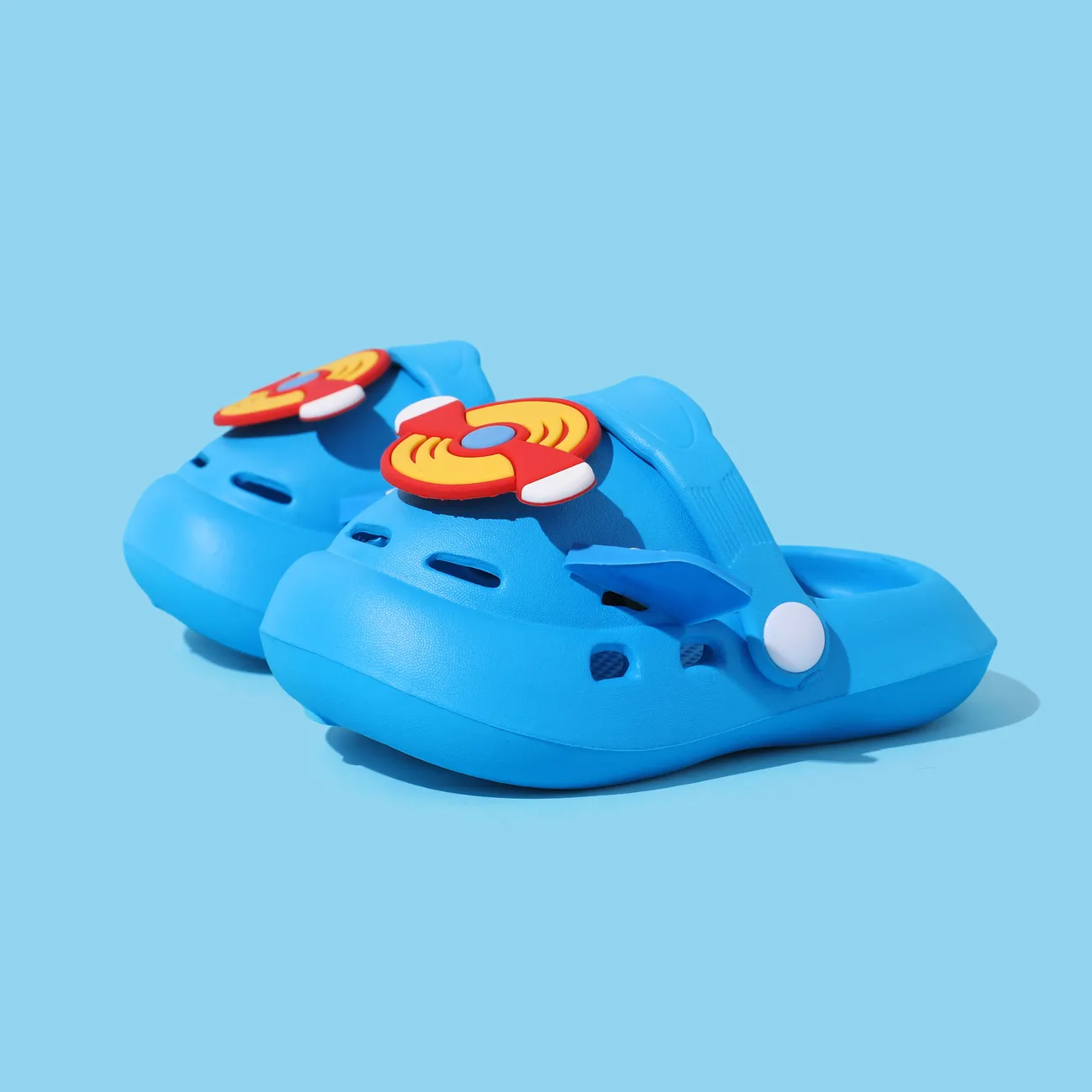 Kleinkind/Kinder Mädchen/Junge Einfarbige 3D-Flugzeug Thema Loch Schuhe  blau big image 1