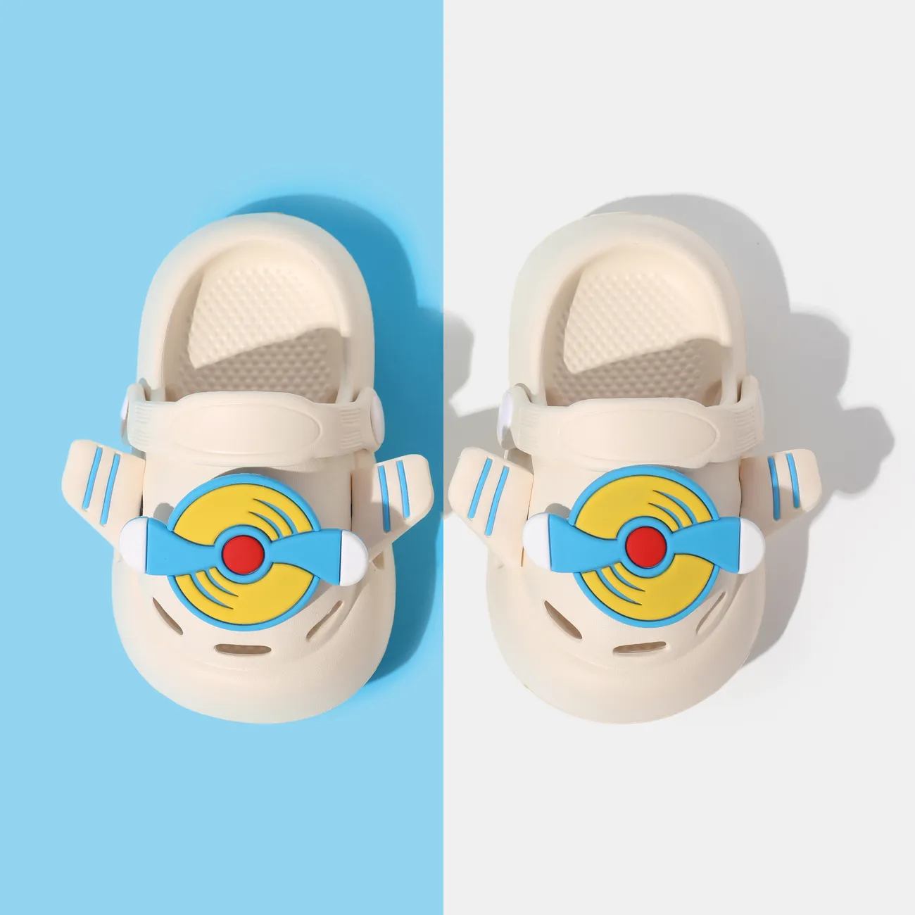 幼兒/兒童 女孩/男孩 純色 3D 飛機主題 孔鞋 白色 big image 1