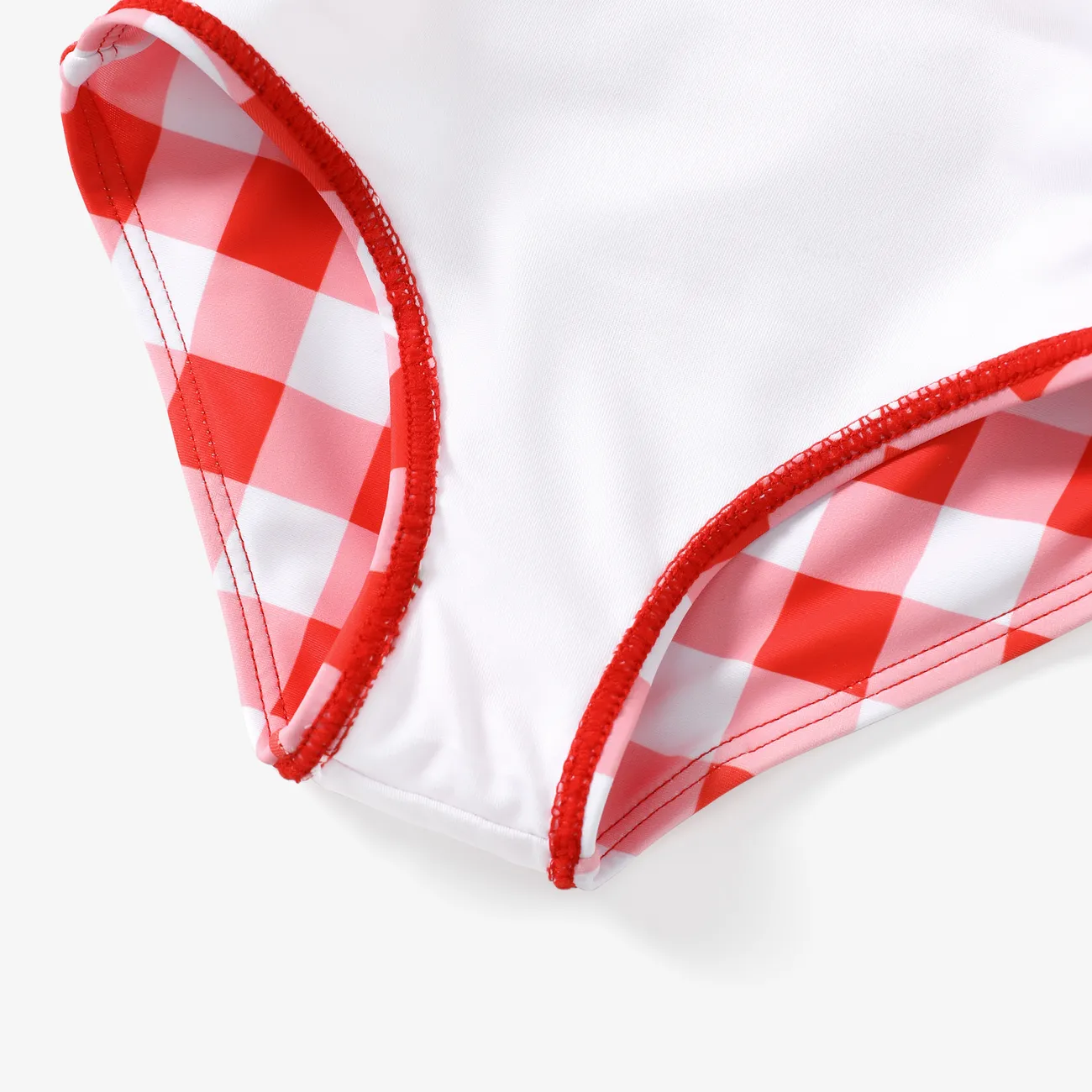 Toddler Girl 3pcs Ruffled Top and Shorts and Headband Swimsuits Set Red big image 1