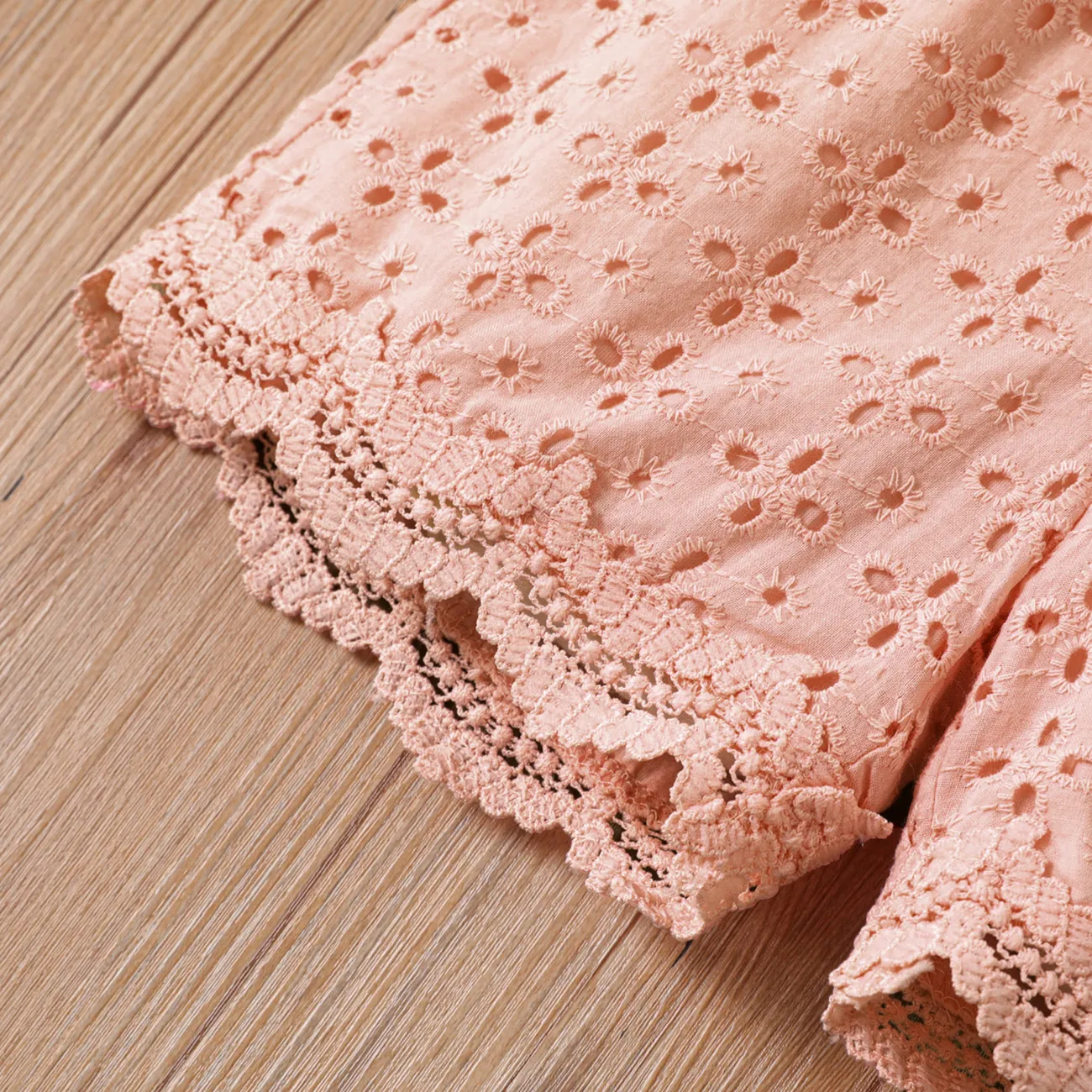 Toddler Girl 100% Cotton Lace Trim Schiffy Shorts Pink big image 1