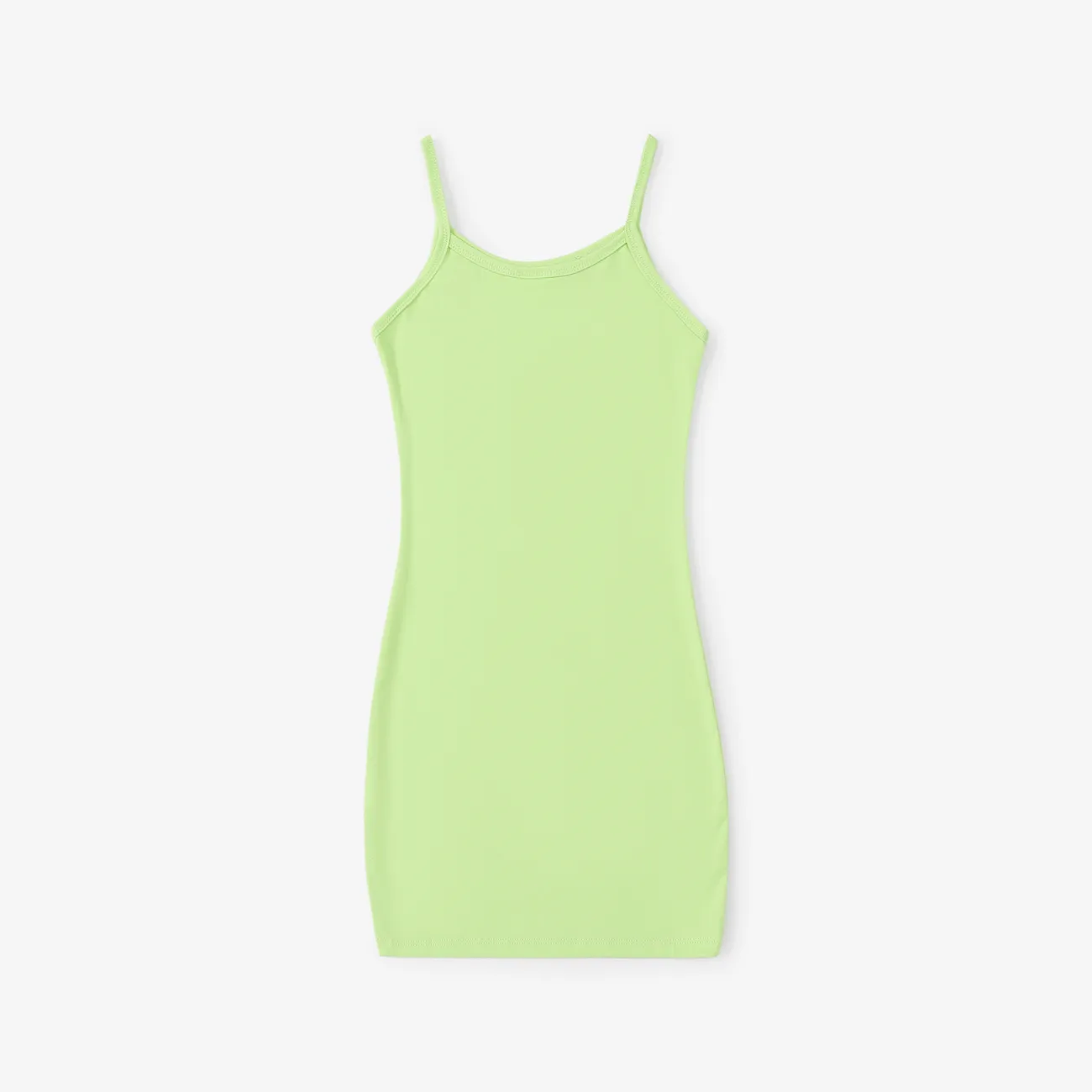 Kid Girl Solid Color Hip-covering Cami Dress Green big image 1