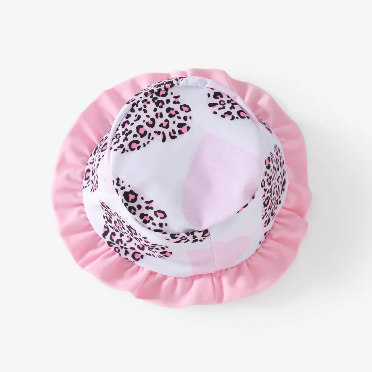 Baby Girl 2pcs Childlike Animal Ruffle Swimsuit with Hat Pink big image 1