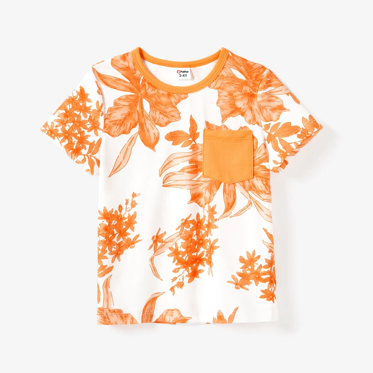 Look Familial Fleurs et plantes tropicales Débardeur Tenues de famille assorties Ensemble Orange big image 1