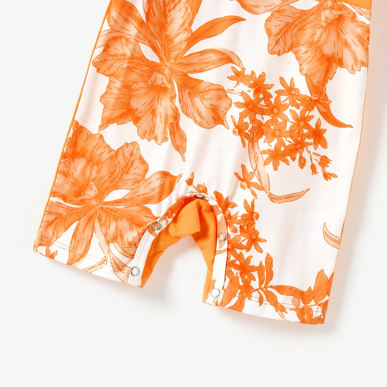 全家裝 熱帶植物花卉 背心 親子裝 套裝 橙色 big image 1