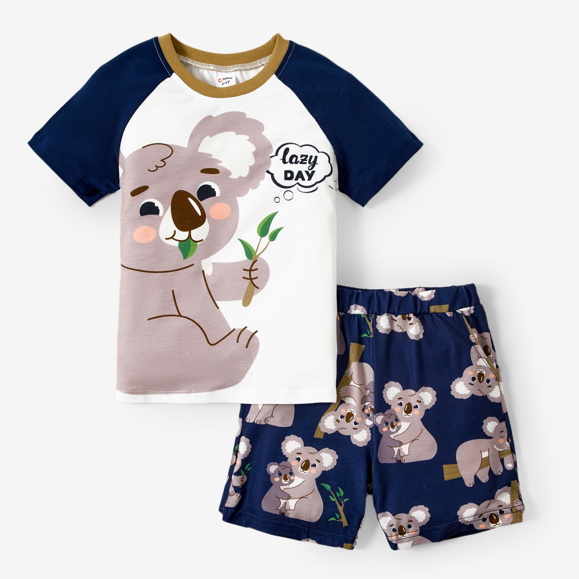 Family Matching Raglan Short Sleeves Koala Bear Pajamas Sets (Flame Resistant)