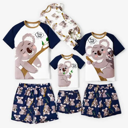 Familienpassendes Raglan mit kurzen Ärmeln Koala Bär Pyjama-Sets (schwer entflammbar)