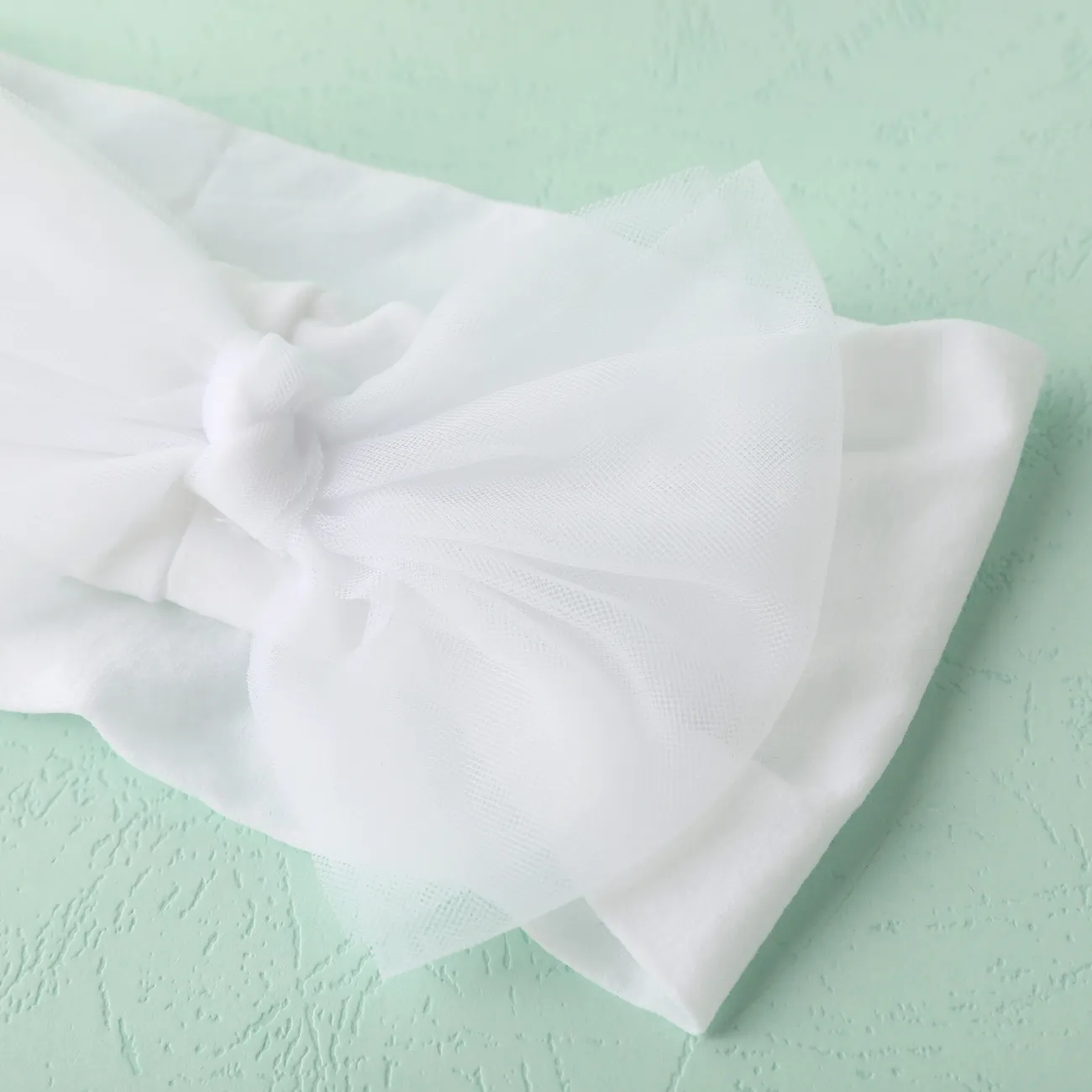 Diadema de lazo de malla de nailon de color puro casual para bebé niña Blanco big image 1