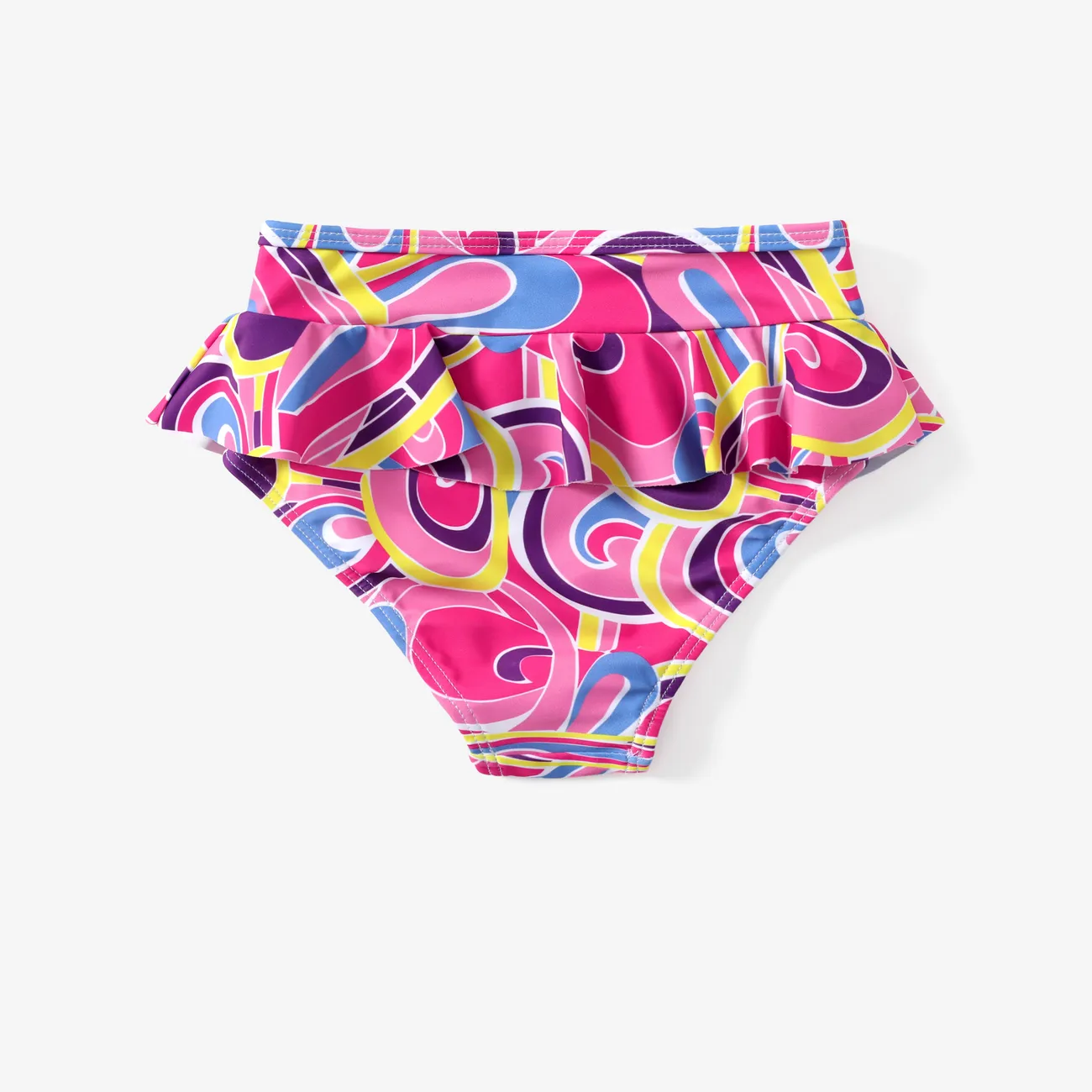 Barbie Toddler/Kids Girls 2pcs Geometric Print Tie-dye Ruffle Swimsuit (Not Included Towel) Colorful big image 1