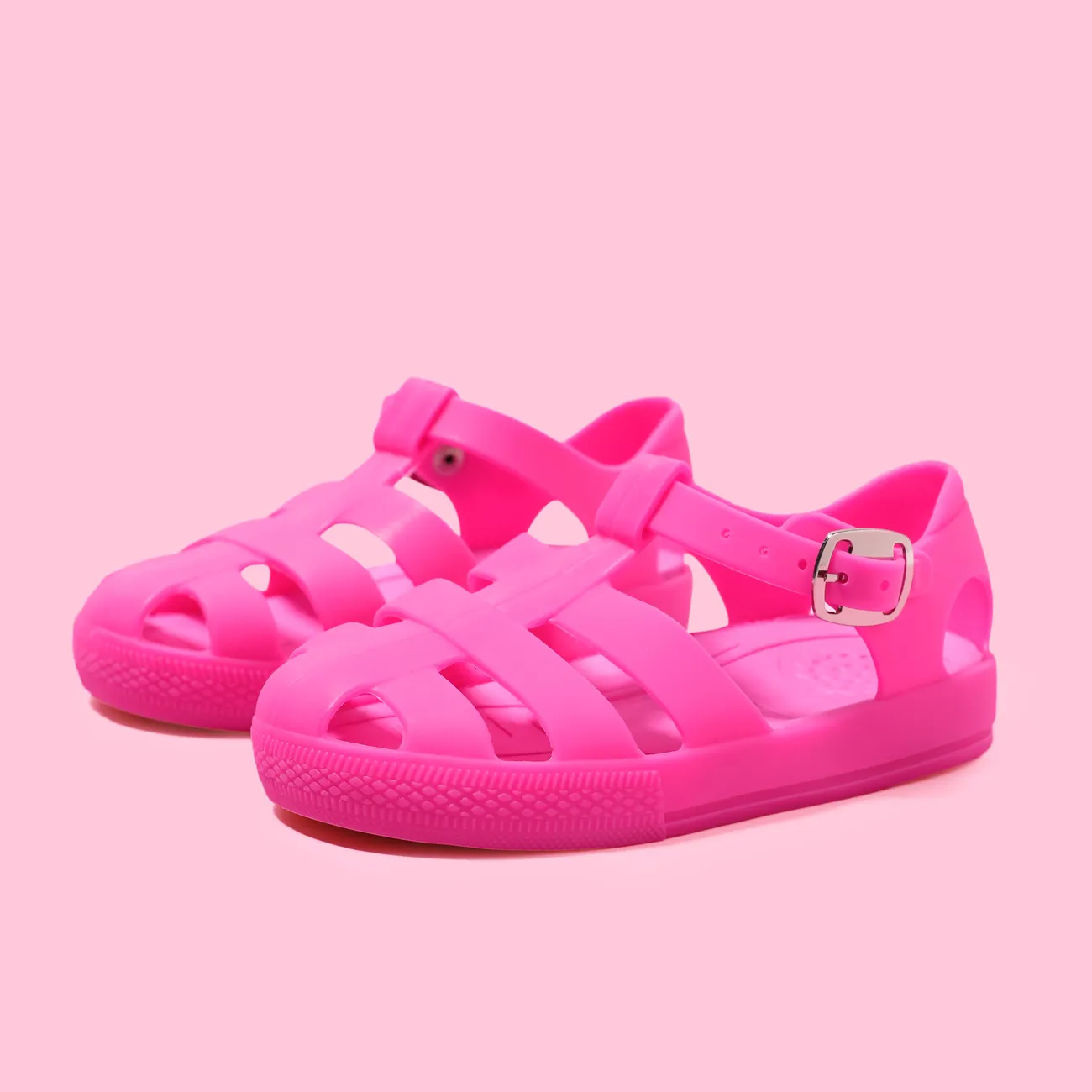 Toddler/Kid Girl/Boy Casual Style Solid Color Soft Sole Sandals Rosy big image 1