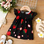 Baby Girl Sweet Strawberry Lace Dress Black