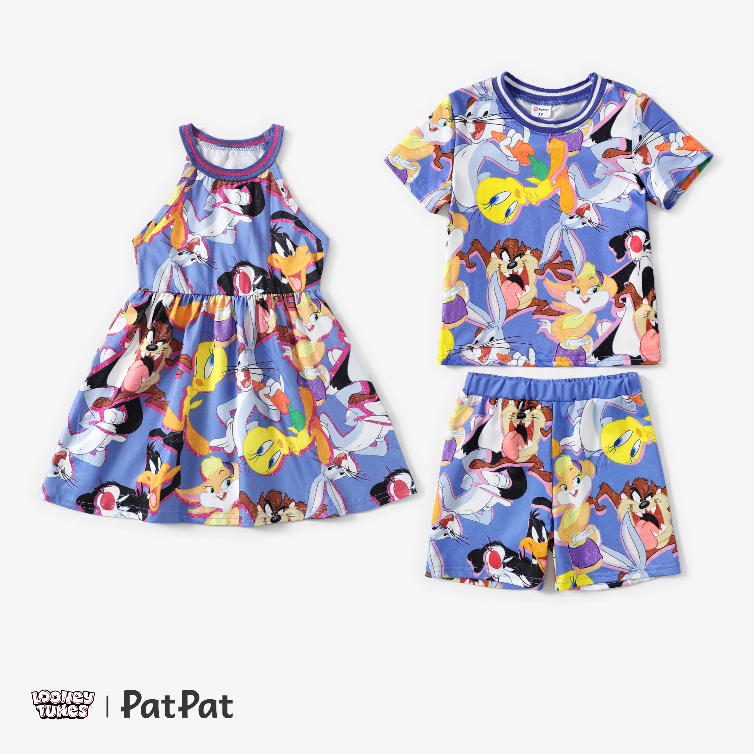Looney Tunes Toddler Girls/Boys Character Graffiti Style Allover Print Sleeveless Dress/Set