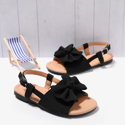 Toddler / Kid Girl Bow Applique Canvas Upper Buckle Sandals 