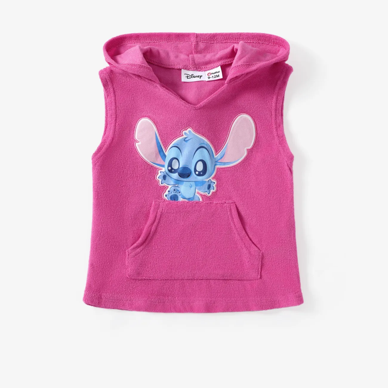 Disney Stitch Baby/Toddler Girls 1pc Cotton Character Print Swimsuit Cover-up/Hooded Towel PINK-1 big image 1