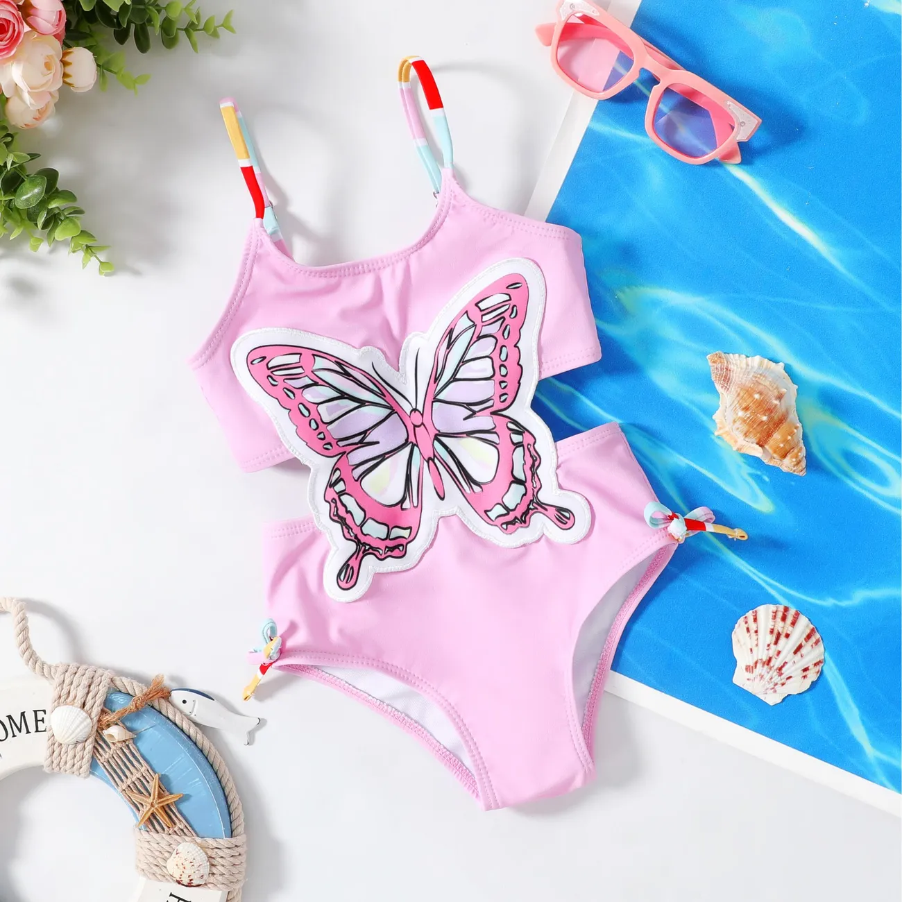 Kleinkinder Mädchen Süß Schmetterling Badeanzüge rosa big image 1
