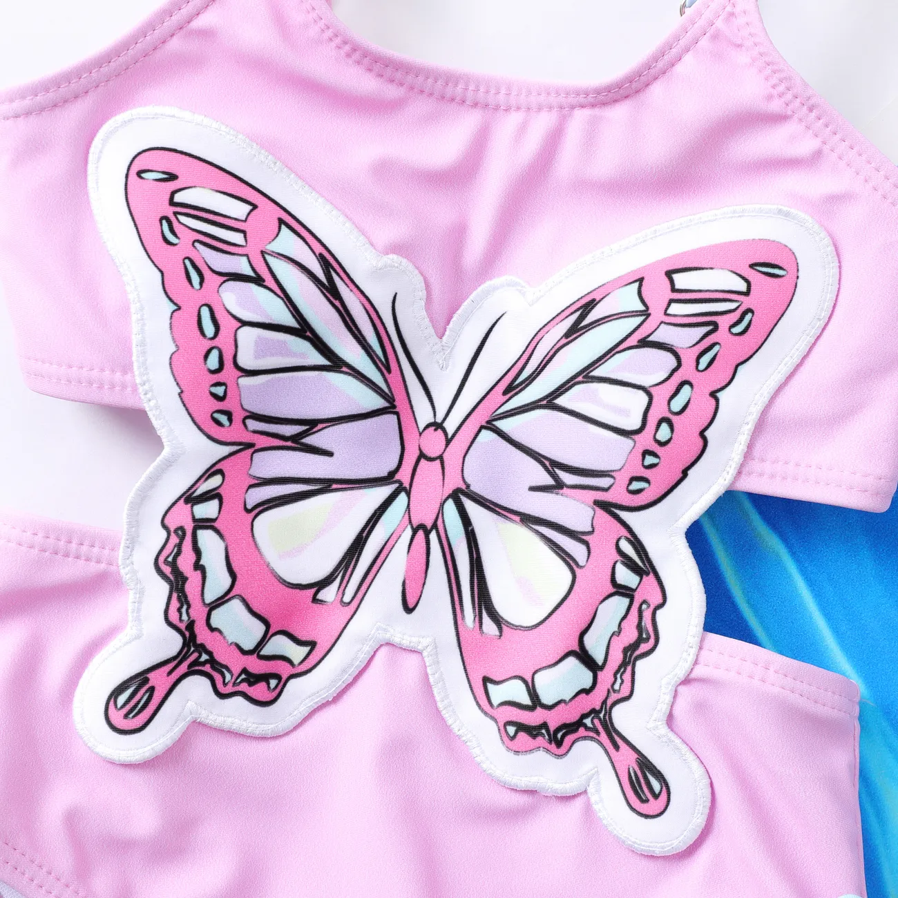 Sweet Butterfly Toddler Girl Swimsuit - 1pc Animal Pattern Polyester Spandex Swimwear Pink big image 1