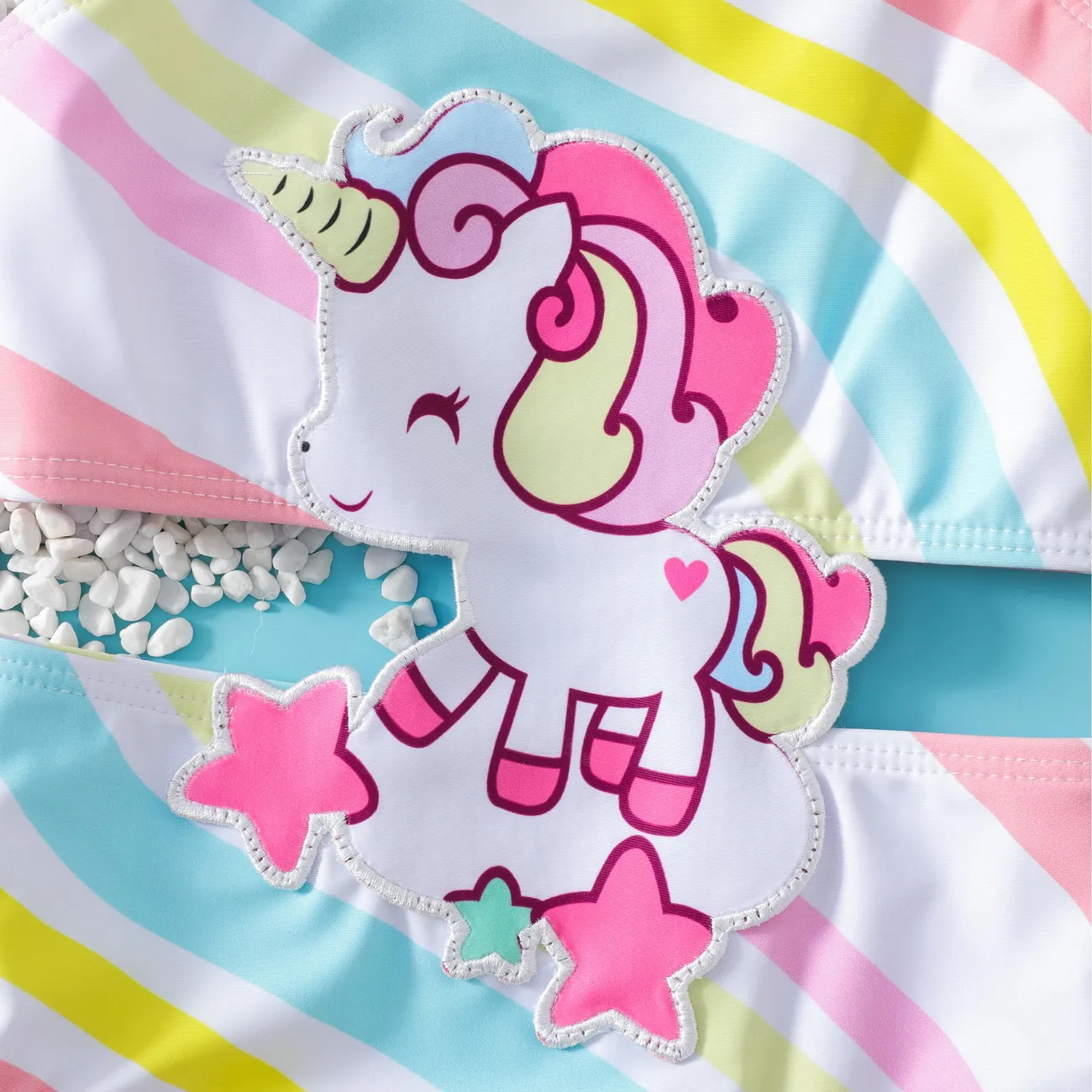 Bambino piccolo Ragazza Bordo volant Infantile Unicorno Costumi da bagno colorato big image 1