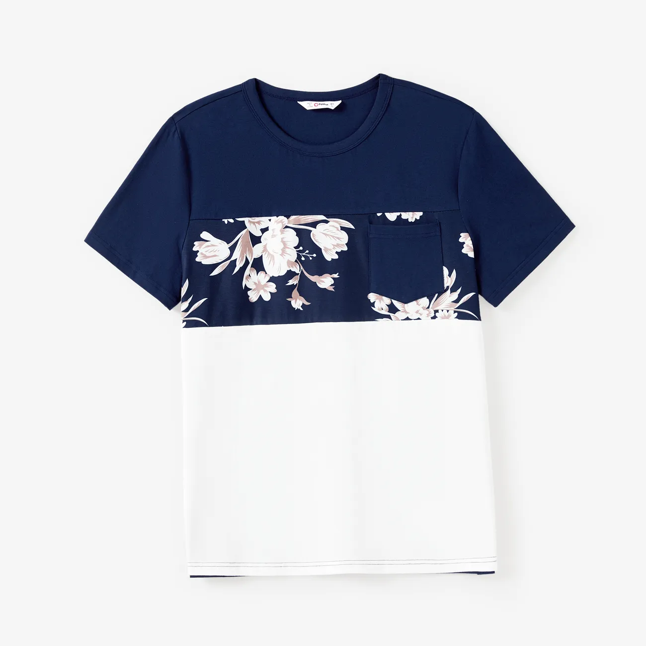 Family Matching Sets Color Block Floral Panel Tee or Tank Top Floral Print Bottom Dress Tibetanblue big image 1