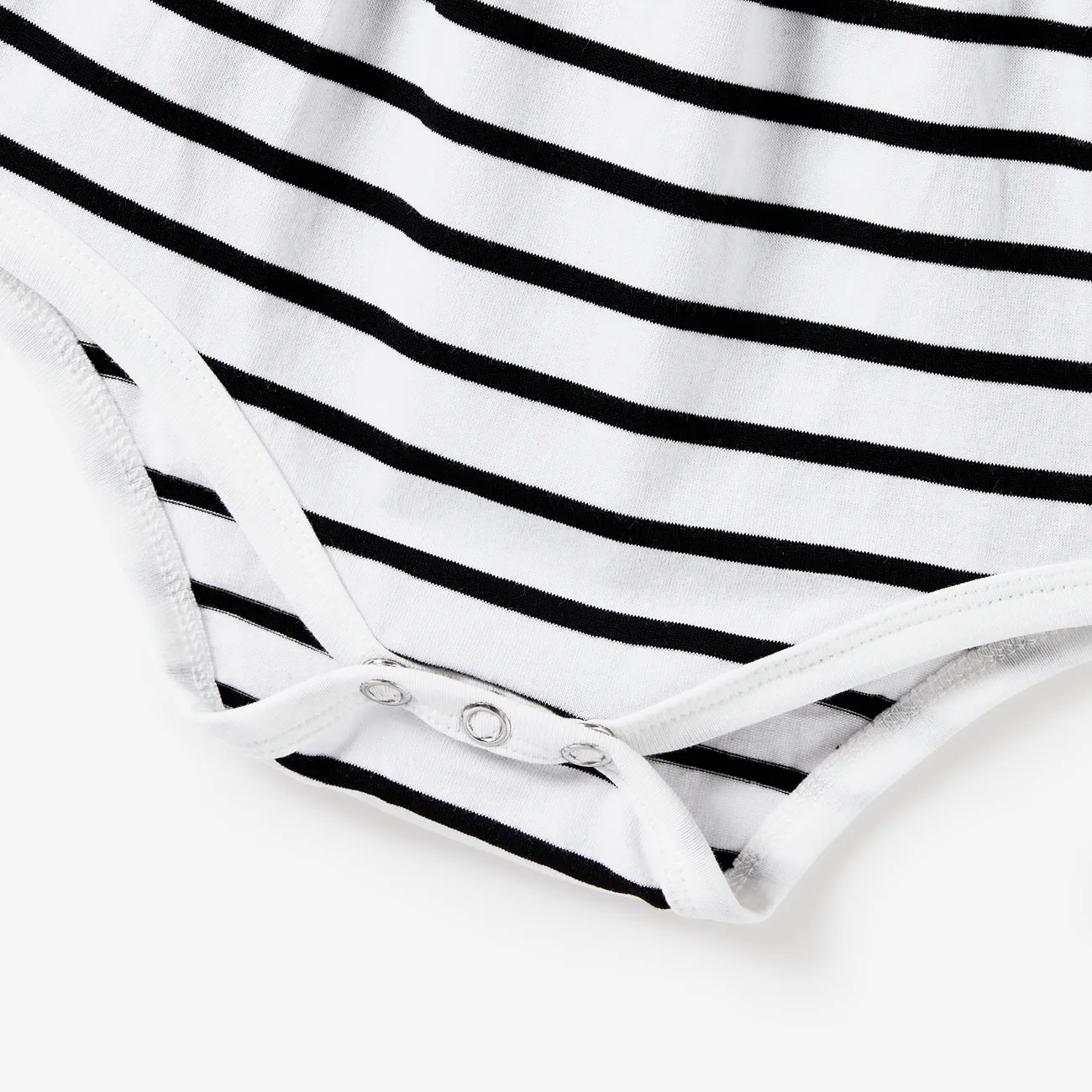 Family Matching Stripe Short Sleeves Tee and Henry Neck Stripe Sleeveless Besties Dress Sets White big image 1