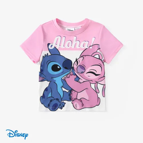 Disney Stitch Kleinkind Jungen/Mädchen 1 Stück Naia™ Thema Slogan Charakter Print T-Shirt