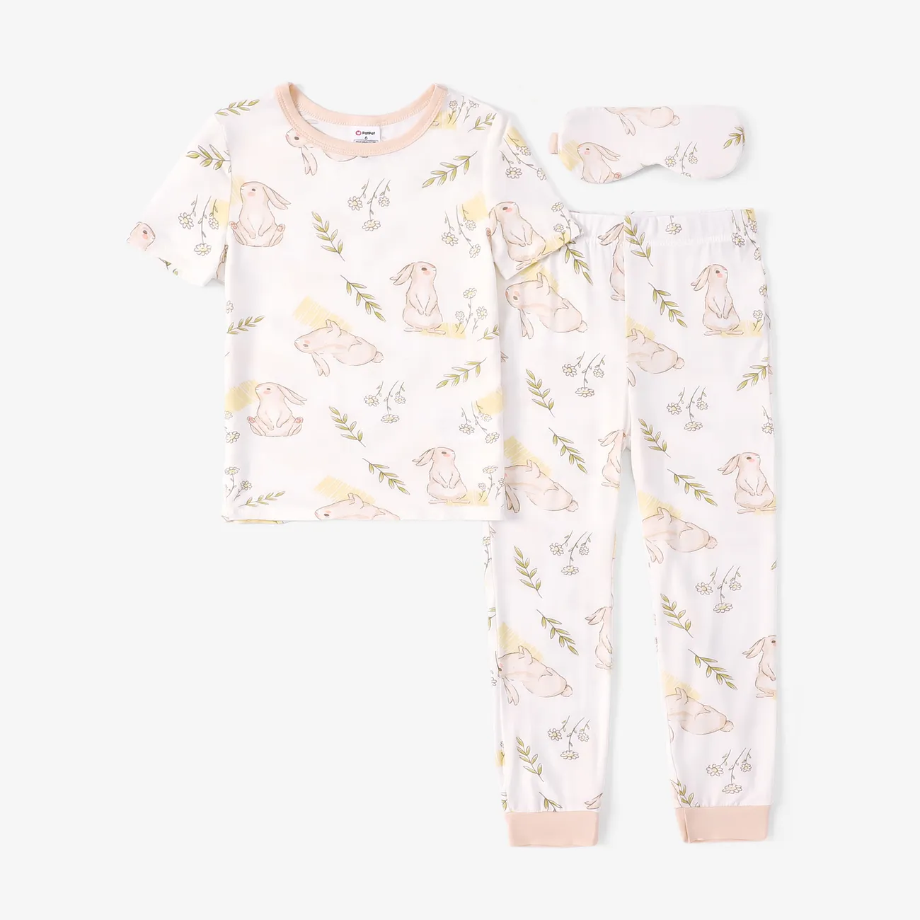 Enfant Garçon/Fille Enfantin Lapin Imprimé Bambou Tissu Serré Pyjama Ensemble blanc big image 1
