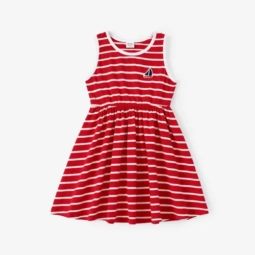 Kleinkind Mädchen Ärmelloses Kleid mit Streifendruck
