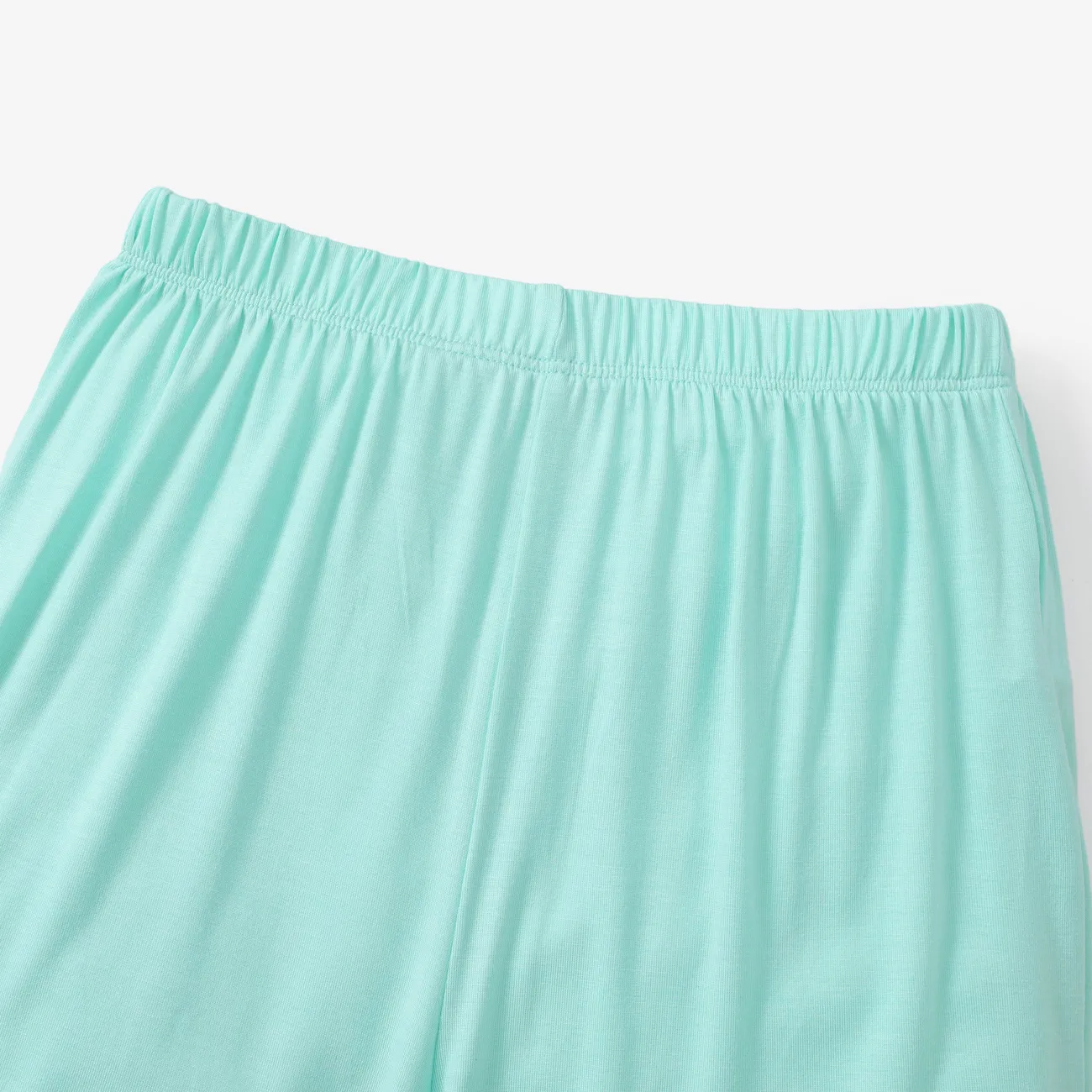  2pcs Kid Boys/Girls  Regular Basic Solid Color Viscose Material Top and Shorts Set  BlueGreen big image 1