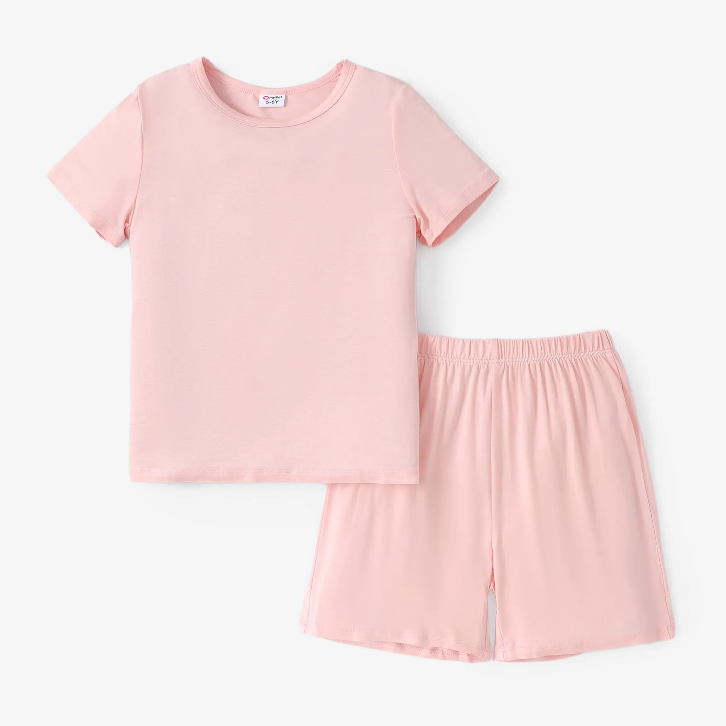 2pcs Kid Boys/Girls  Regular Basic Solid Color Viscose Material Top and Shorts Set