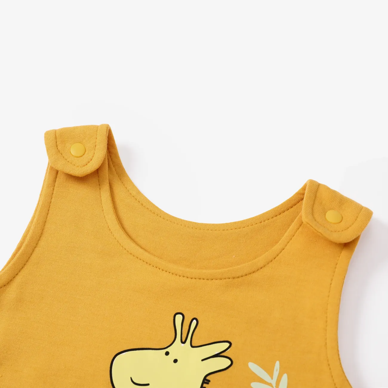 Bebé Unissexo Botão Animais Infantil Macacão Amarelo big image 1