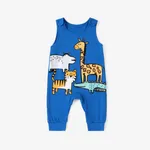 Baby Boy Childlike Animal Pattern Jumpsuit Blue