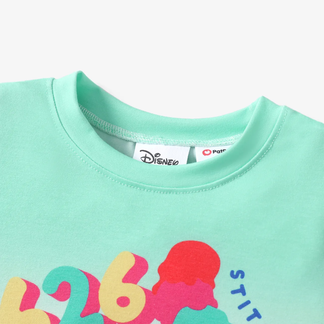 Disney Stitch Toddler Boys 2pcs Naia™ Gradient Dip Dye Character Print with Pocket Cotton Shorts Set Green big image 1