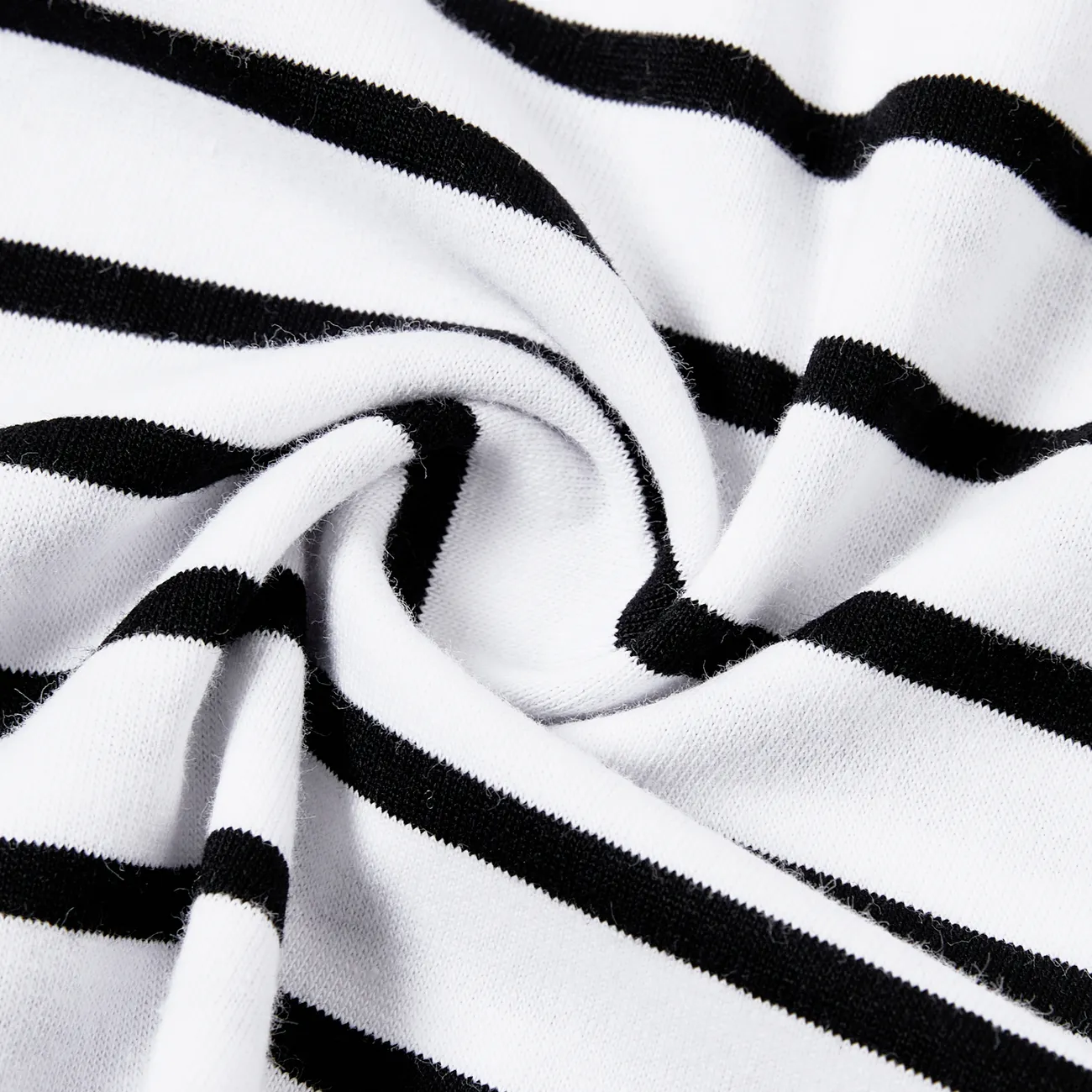 Family Matching Stripe Short Sleeves Tee and Henry Neck Stripe Sleeveless Besties Dress Sets White big image 1