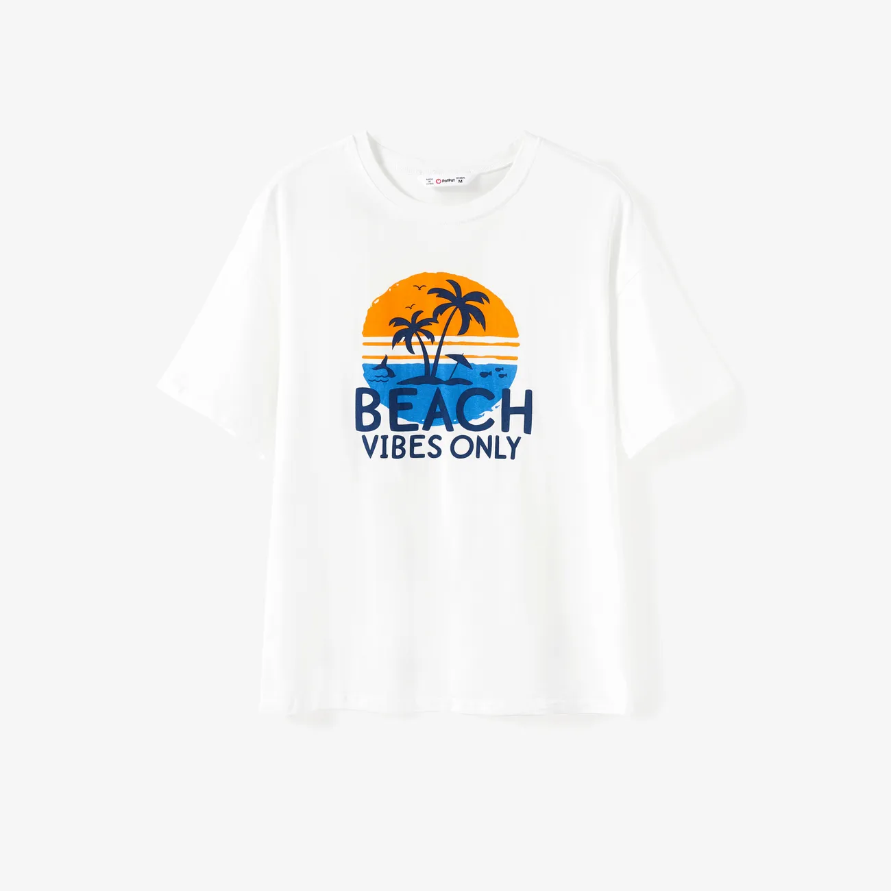 Family Matching Island and Coconut Tree Pattern Beach Vacation Oversize Graphic Tee White big image 1