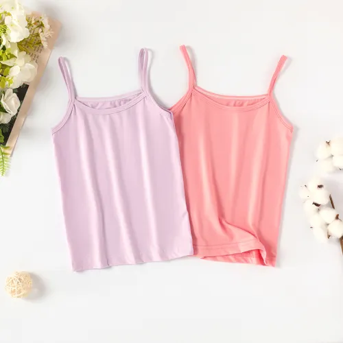 Toddler/Kid Girl's 95%Cotton Hanging Strap Basic Solid Color Underwear/Camisole 