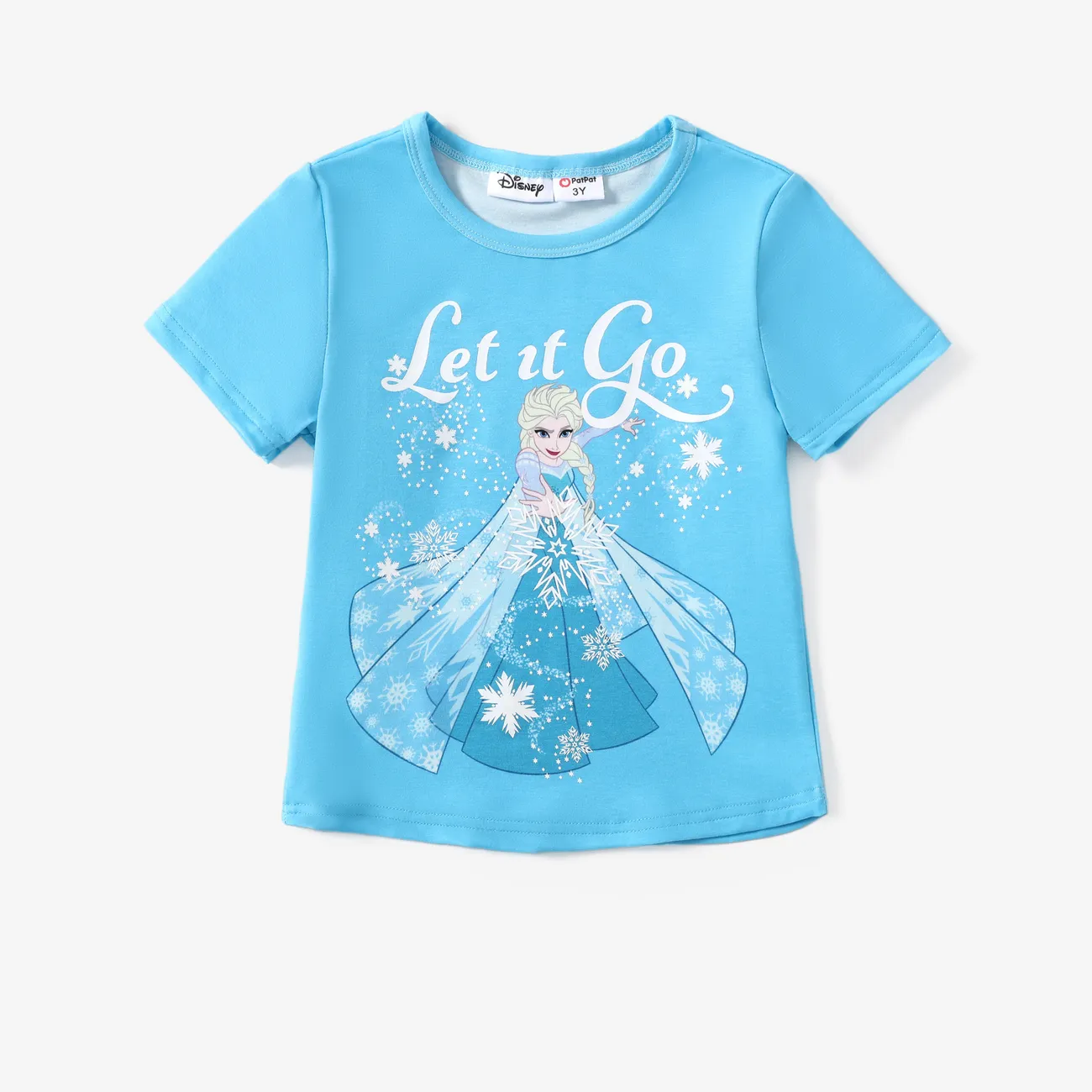 Disney Frozen Toddler Girls Anna/Elsa 1pc Glow in the Dark Magical Snowflake Print T-shirt Blue big image 1